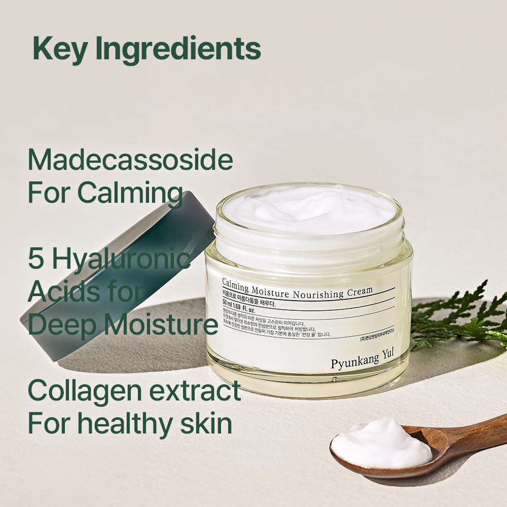 Pyunkang Yul PKY Calming Moisture Nourishing Cream - Sensitive Skin Face Moisturizer with Collagen for Healthy Skin | Vegan Korean Skincare (1.69 Fl Oz, 50ml) | Daily Hydration for Dry & Irritated Skin, Perfect for Morning & Night Routine