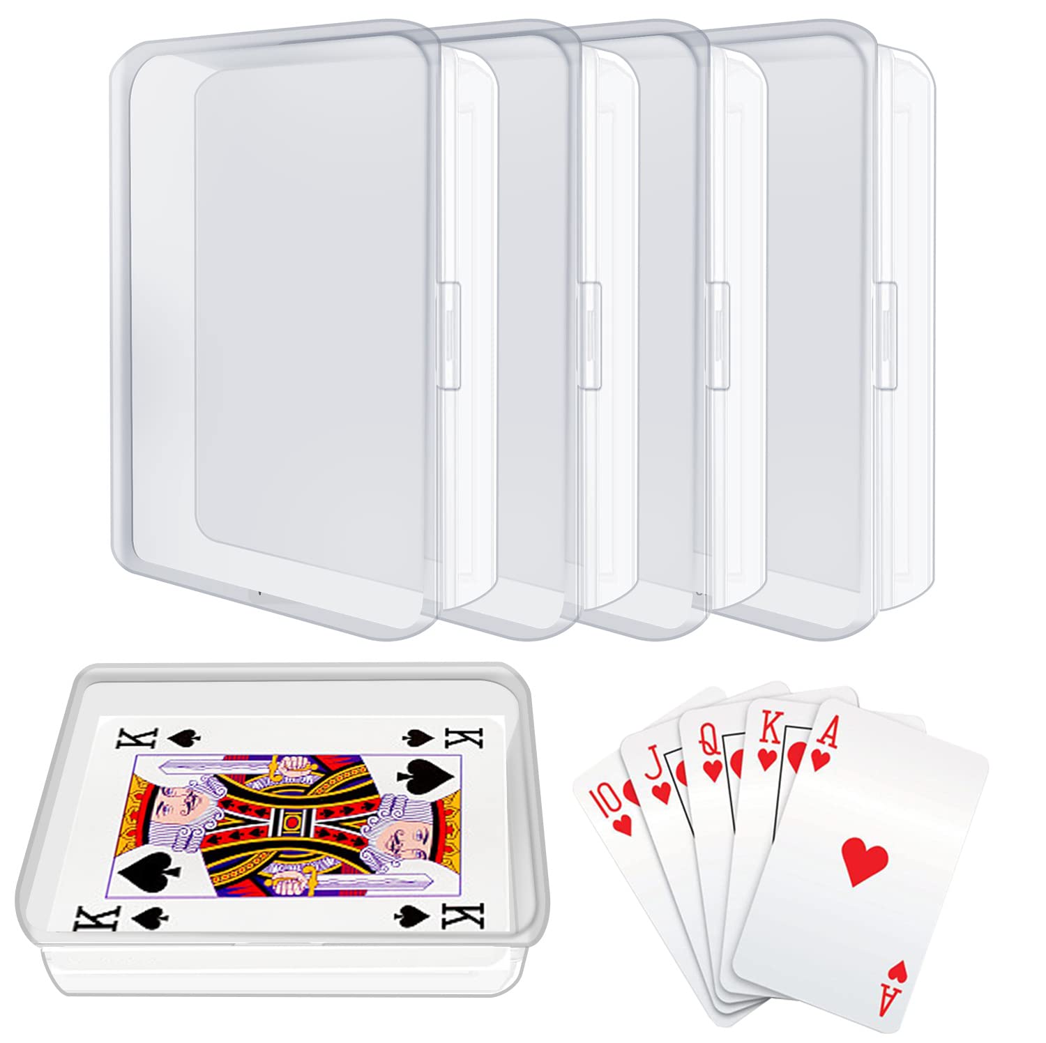 IOKUKI 4 Pack Clear Plastic Playing Card Storage Cases - Deck Box Holder for Trading Cards (PTCG), Business Cards, Bank Cards & Game Cards | Perfect for Card Game Tournaments, Collectible Storage & Office Organization