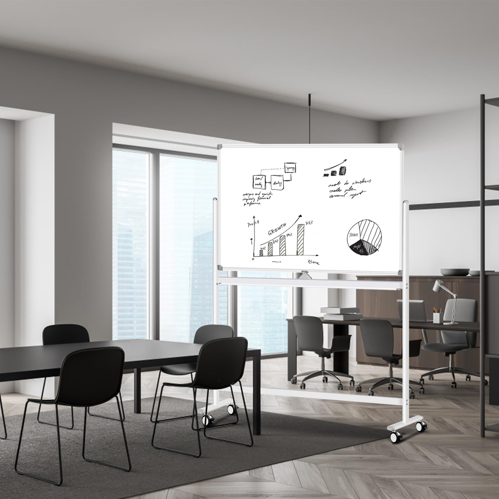 43x31 Large Portable Magnetic Whiteboard - Double-Sided Dry Erase Rolling Whiteboard with Wheels | Mobile Standing Whiteboard for Home, Office & School | Perfect for Presentations, Brainstorming & Classroom Teaching