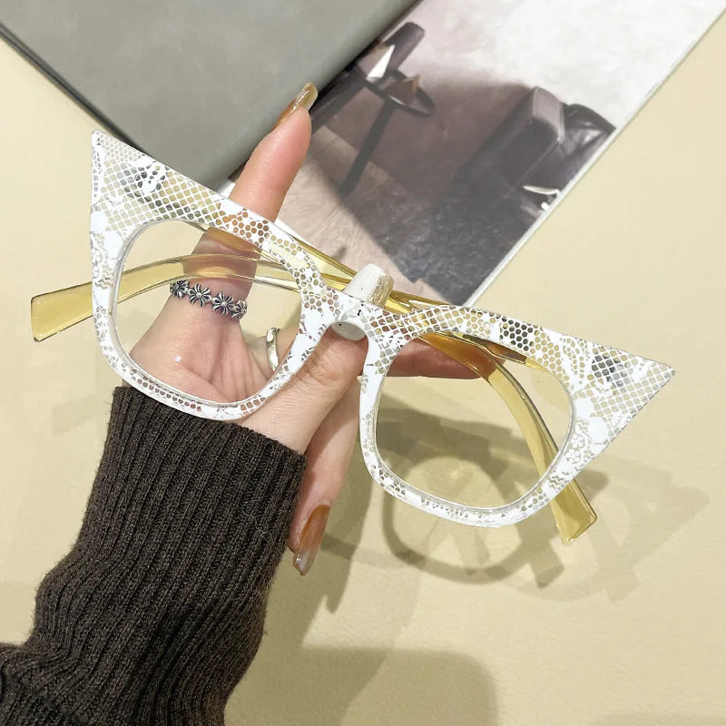 CCspace Women's Full Rim Square Cat Eye Plastic Eyeglasses Frame 57424 - Stylish Retro Glasses for Women, Fashionable Eyewear for Work, Reading & Daily Use