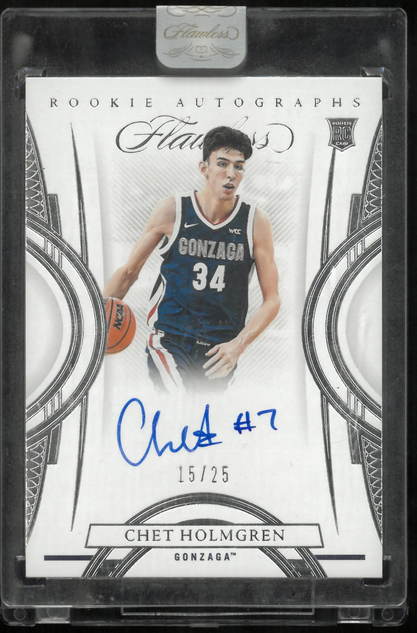 2022 Panini Flawless Collegiate Chet Holmgren Rookie Autograph Card 15/25 - Rare Basketball Collectible for Sports Memorabilia Enthusiasts & Investment