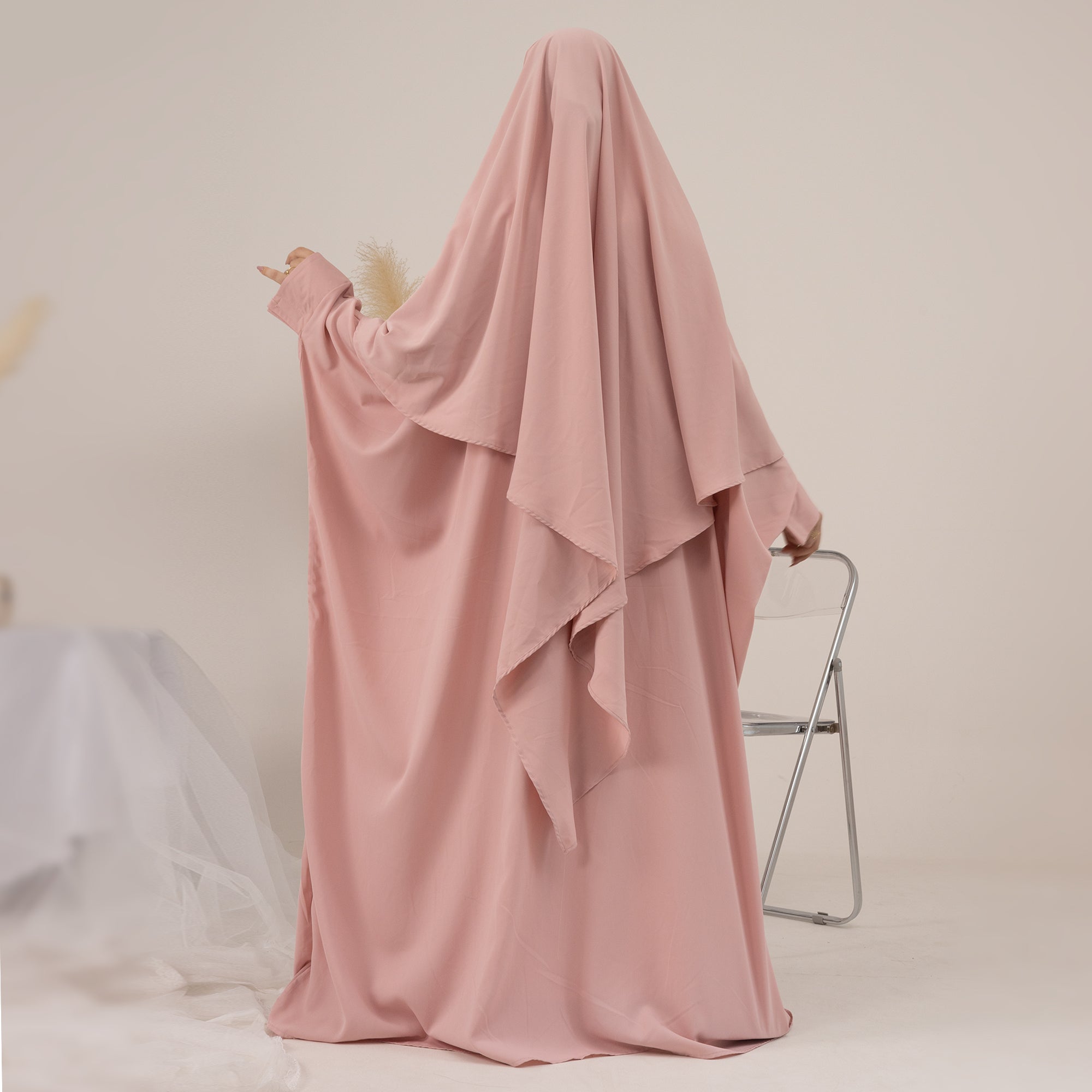 Amira Abaya Set - Pink Coral | Modest Islamic Dress for Women | Perfect for Prayer, Eid, and Special Occasions