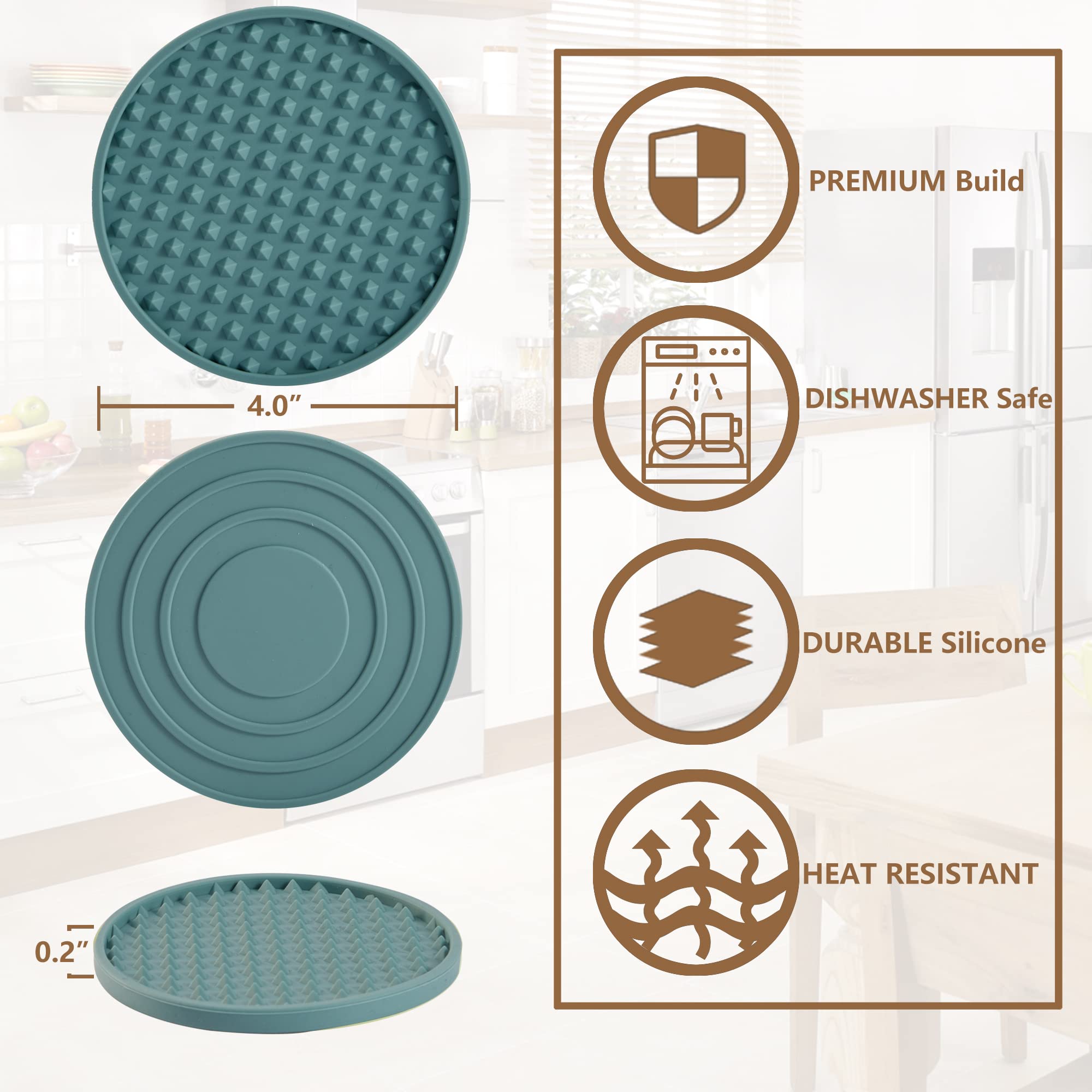 Premium Silicone Drink Coasters Set of 6 with Holder - Non-Slip Table Protectors for Wood, Stone & Glass Tables - Dishwasher Safe & Fits All Glass Sizes (Blue) - Perfect for Home Bars, Coffee Tables & Outdoor Dining