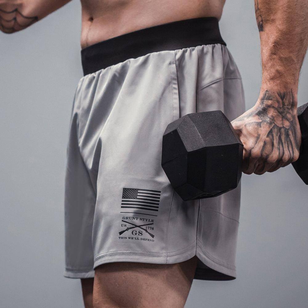 Men's Workout Shorts - Lightweight & Breathable Gray Training Shorts for Gym, Running & Outdoor Sports
