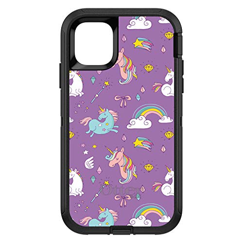 Unicorn Rainbow Wand Pattern - Purple On Black Case