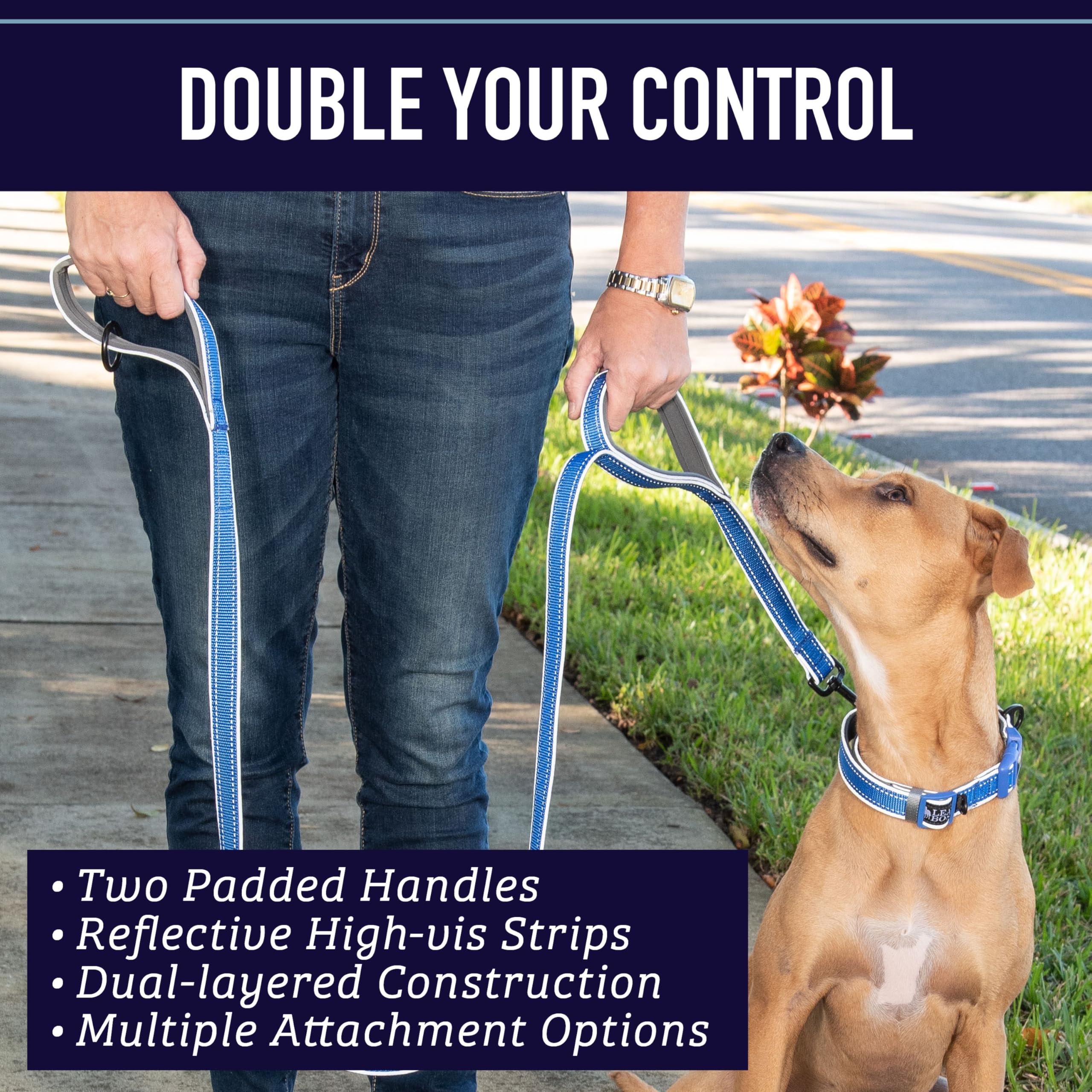 Leash Boss Double Handle Reflective Dog Leash - 6FT Strong Padded Leash for Large & Medium Pulling Dogs (Purple/Pink Space Pattern) - Perfect for Night Walks, Training & Active Dogs