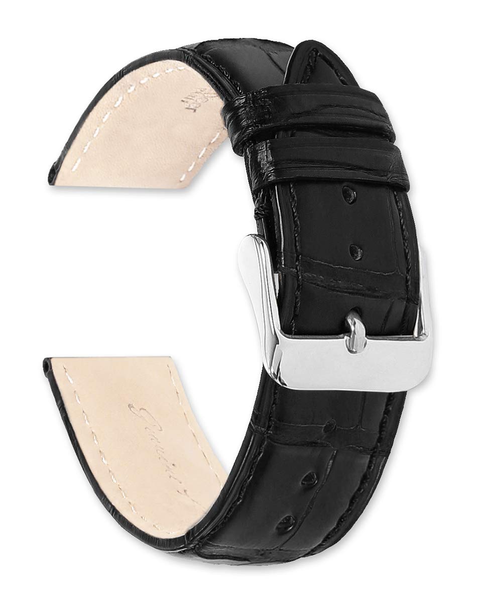 deBeer 18mm Genuine Alligator Leather Watch Band Strap - Black Luxury Replacement Watchband for Men & Women | Perfect for Dress Watches, Business Attire & Formal Occasions