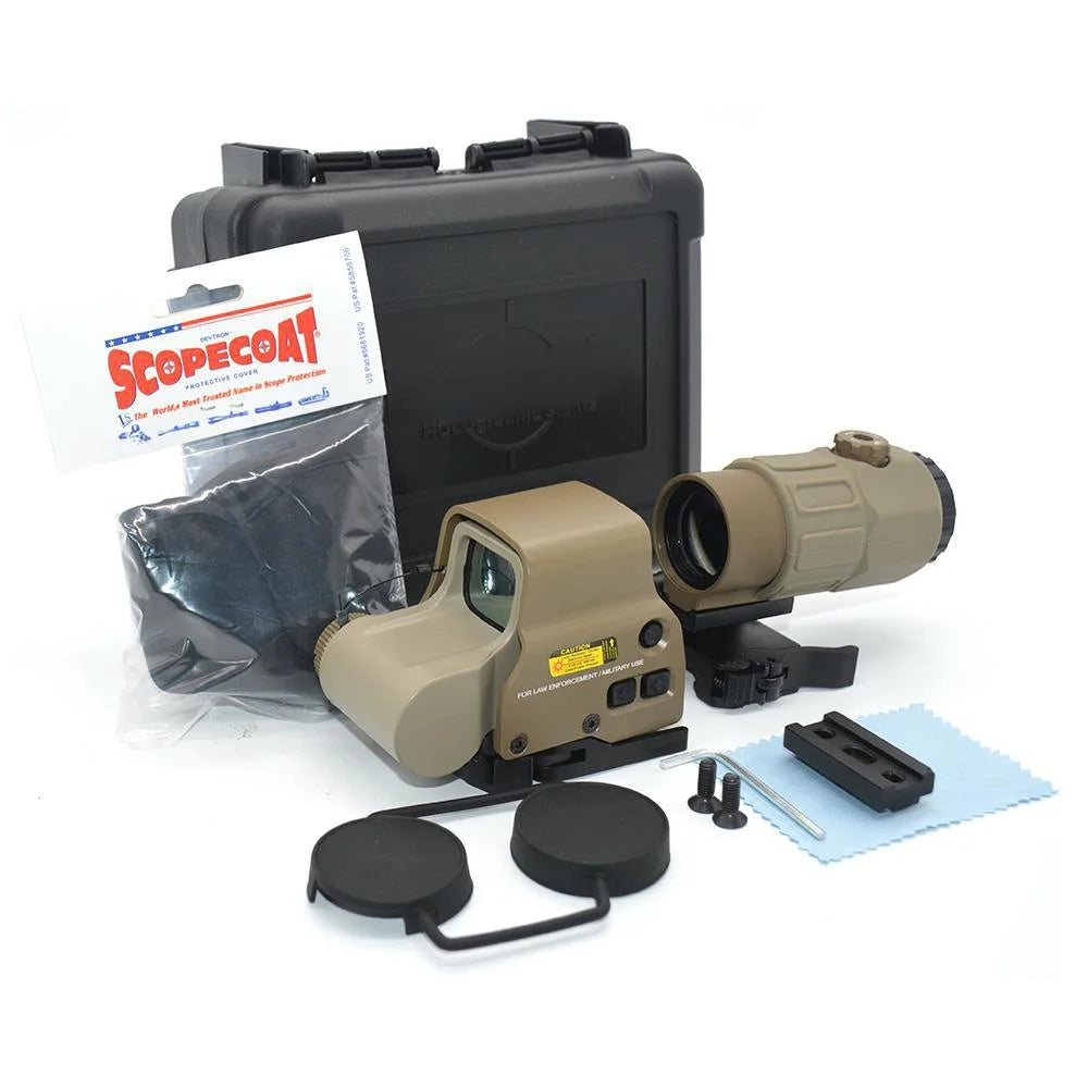 G45 5X Magnifier with 558 Red Dot Sight Combo - QD Mount Weaver & 20MM Rail Compatible - Tactical Scope for Airsoft, Paintball & Hunting - Perfect for Close to Mid-Range Target Acquisition