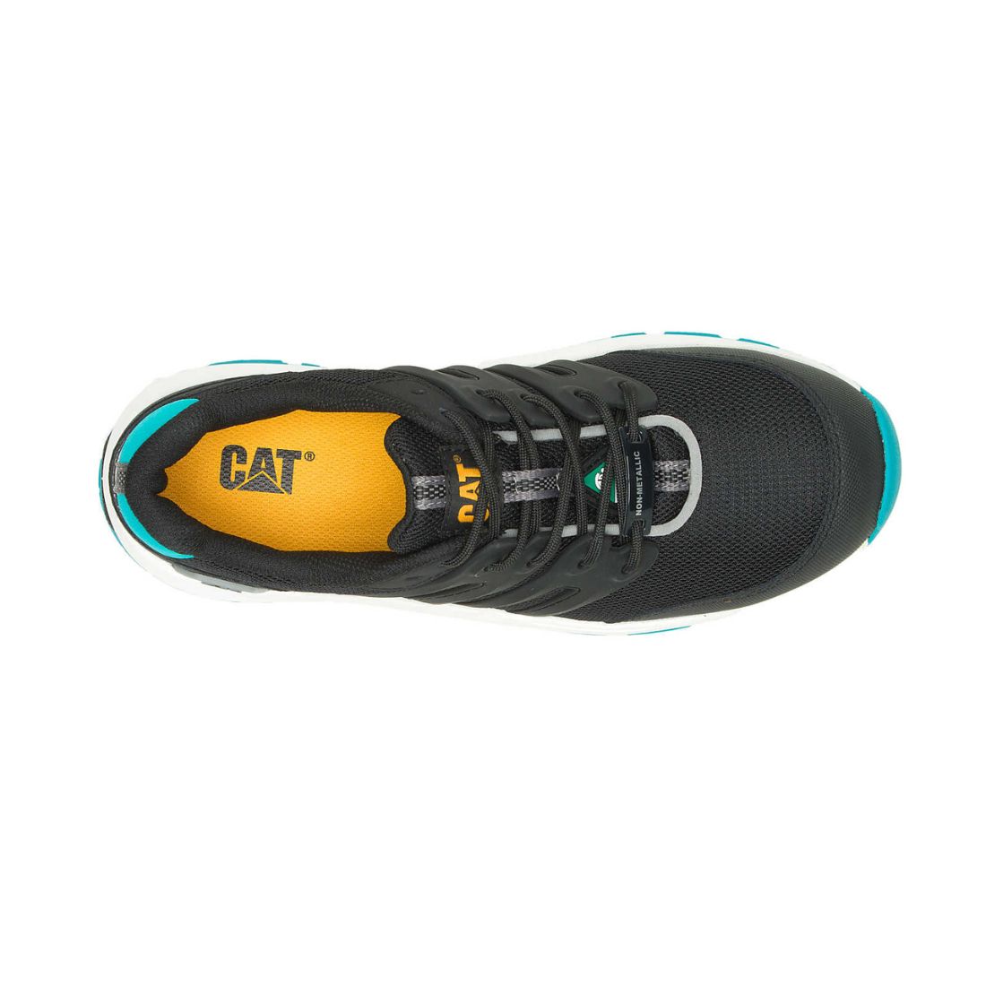 CAT Streamline 2.0 Women's Composite Toe Athletic Work Shoes - Lightweight Safety Shoes for Women, Black/Teal (725336) - Perfect for Construction, Warehouse & Industrial Work