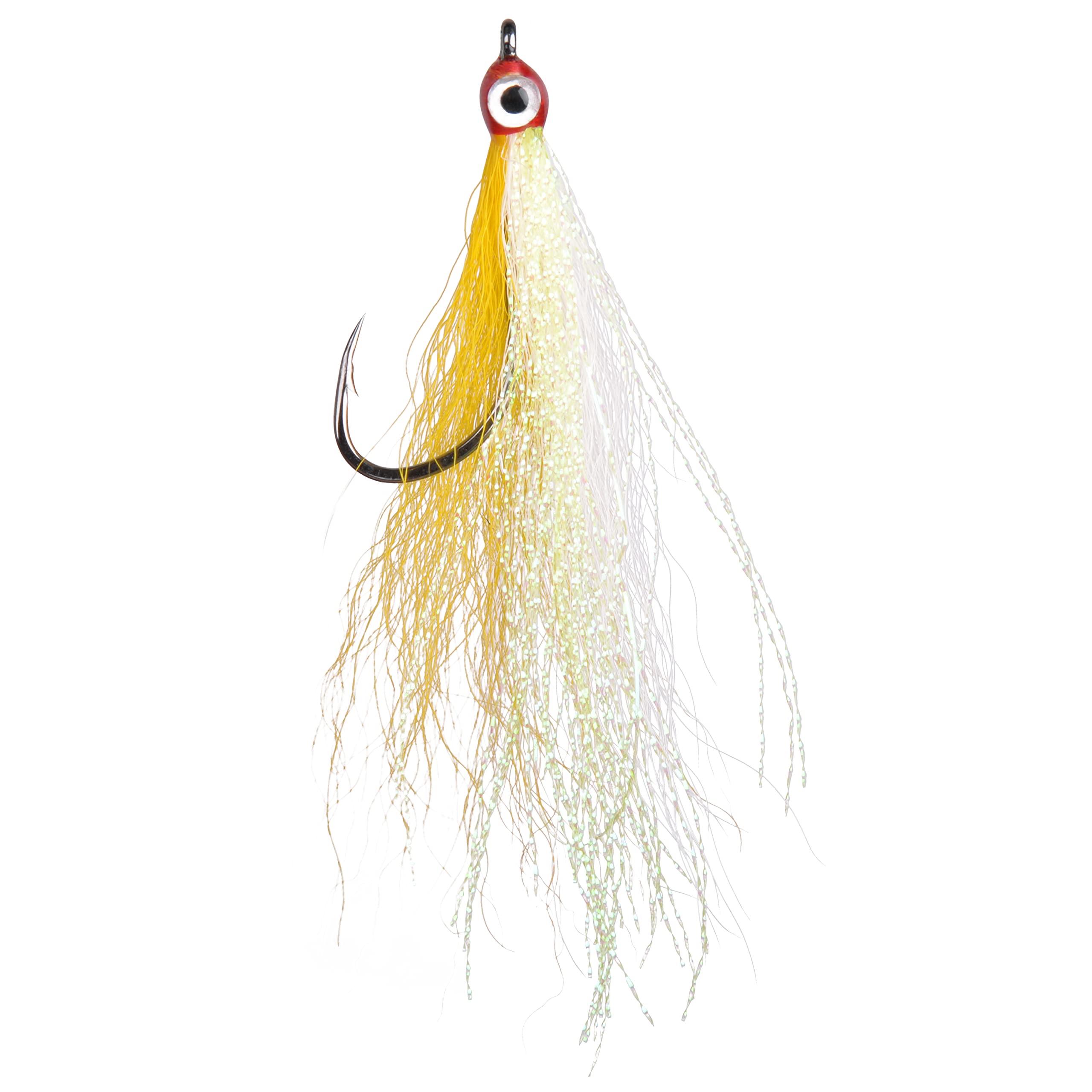 5PCS Bucktail Teasers Fishing Hooks with 3D Eyes - High Carbon Steel Fly Fishing Lures for Bass & Saltwater - Durable Mylar Flash Bait Rigs for Freshwater & Sea Fishing | Perfect for Fly Fishing, Trolling, and Casting