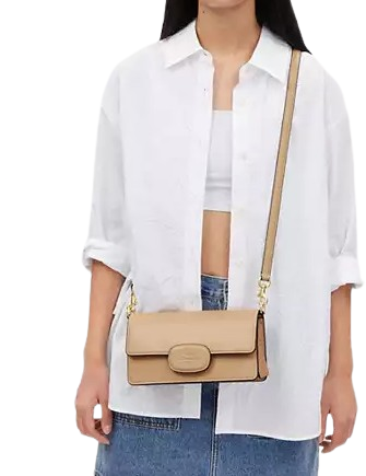 Coach Eliza Flap Crossbody Bag with Leather Covered Closure - Stylish & Compact Purse for Women, Perfect for Everyday Use, Work, and Travel
