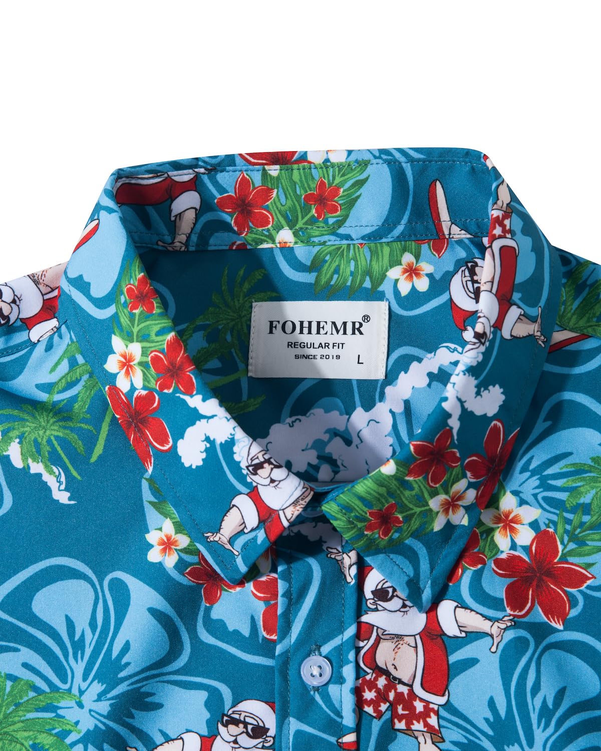Funny Santa Claus Ugly Christmas Shirt for Men - Holiday Hawaiian Short Sleeve Button Down Dress Shirt - Perfect for Christmas Parties, Office Events & Festive Gatherings
