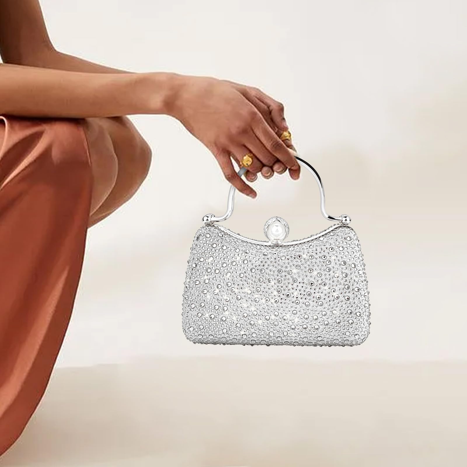 Elegant Rhinestone Evening Clutch Bag for Women - Sparkling Crystal Party Wedding Purse with Chain - Perfect for Formal Events, Prom & Special Occasions