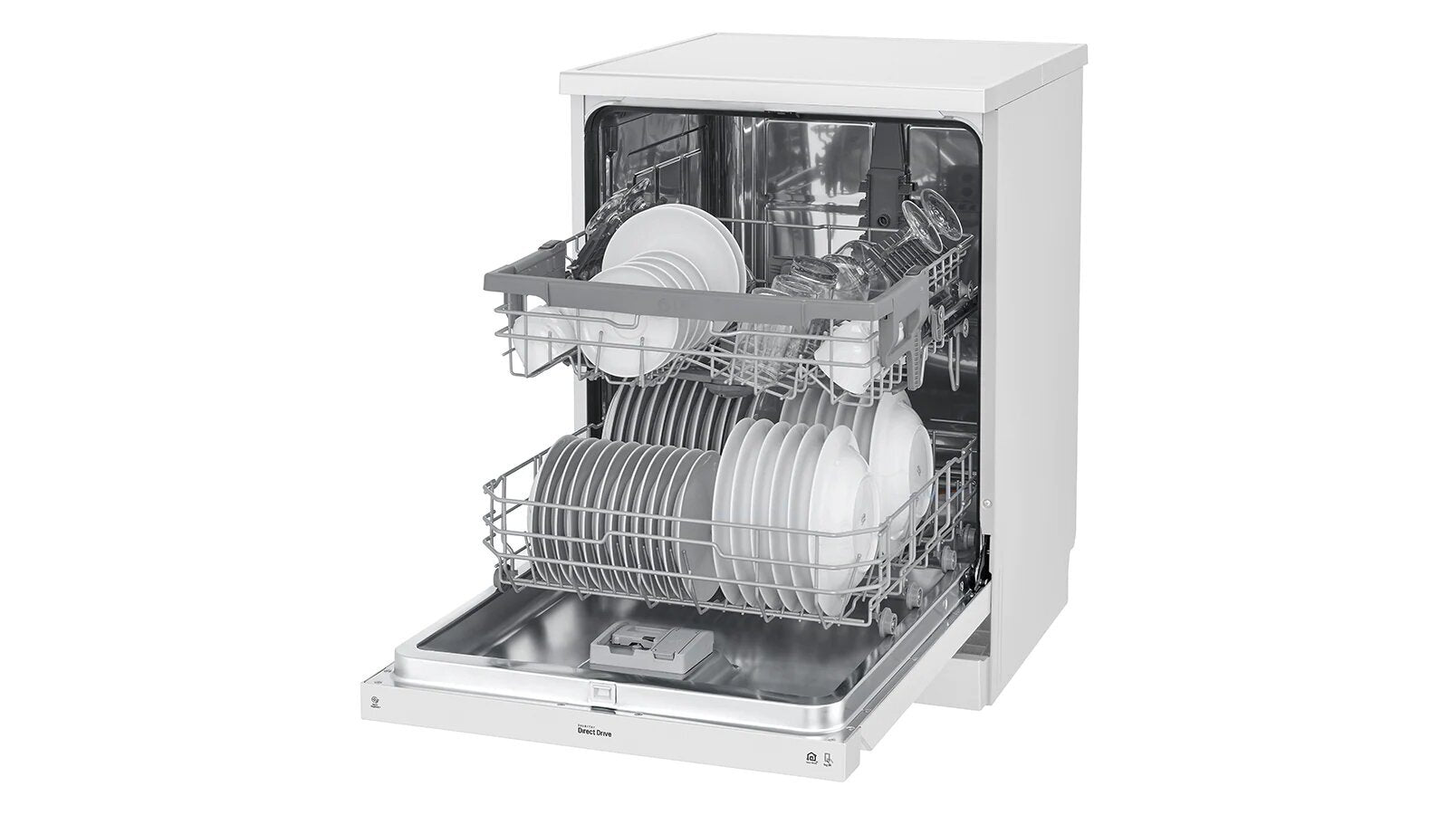 LG 14 Place Settings QuadWash Dishwasher in White Finish XD5B14WH - Perfect for Large Families & Entertaining Guests