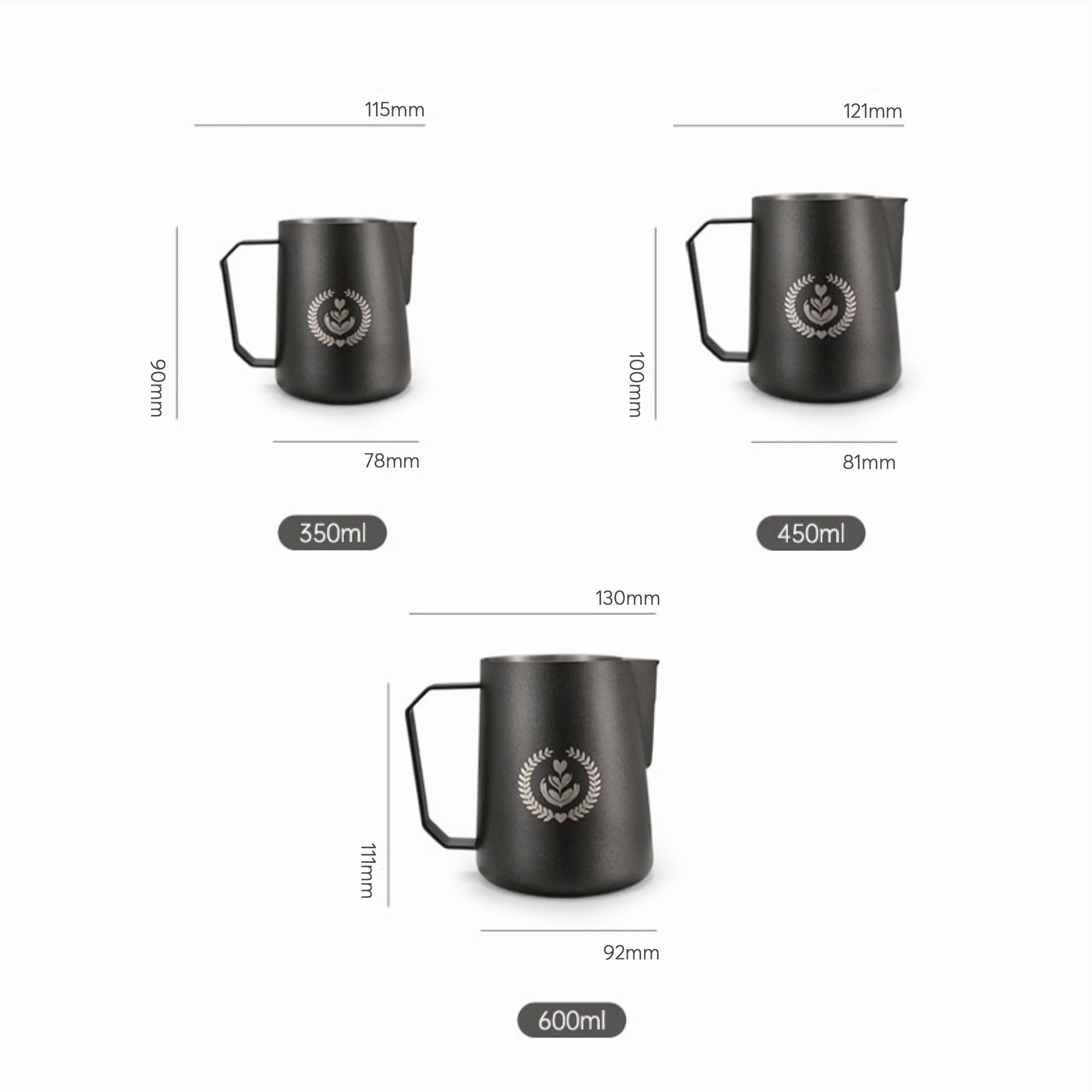 Premium Stainless Steel Latte Art Milk Pitcher - 12oz Barista Coffee Frothing Jug for Perfect Foam & Espresso Drinks - Ideal for Home & Cafe Use