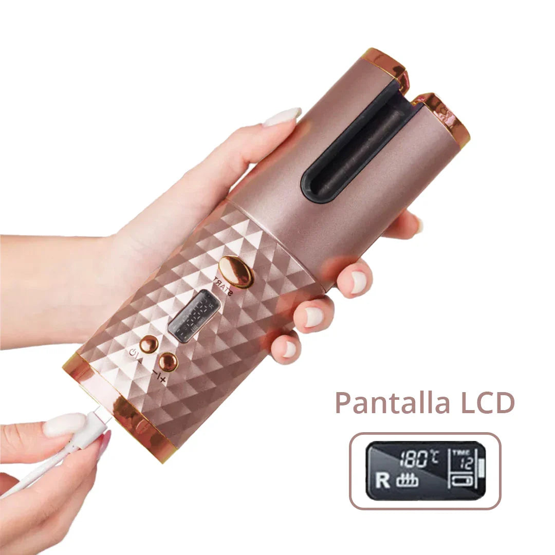 Rechargeable Cordless Hair Curling Wand with Adjustable Temperature - Perfect for Travel, Home, and Salon Styling