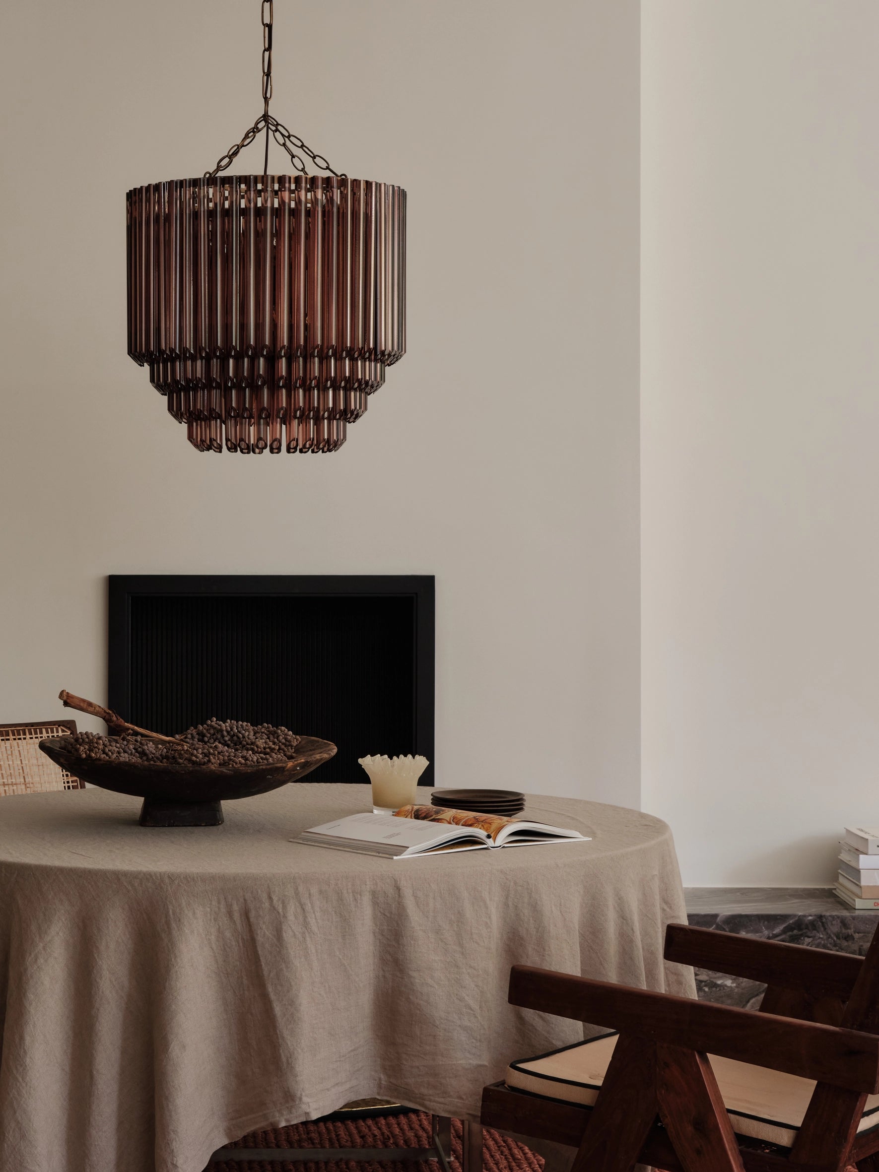 Petalia 9-Light Bronze Chandelier with Smoked Chocolate Glass Tubes - Elegant Dining Room & Foyer Lighting Fixture for Modern Home Decor