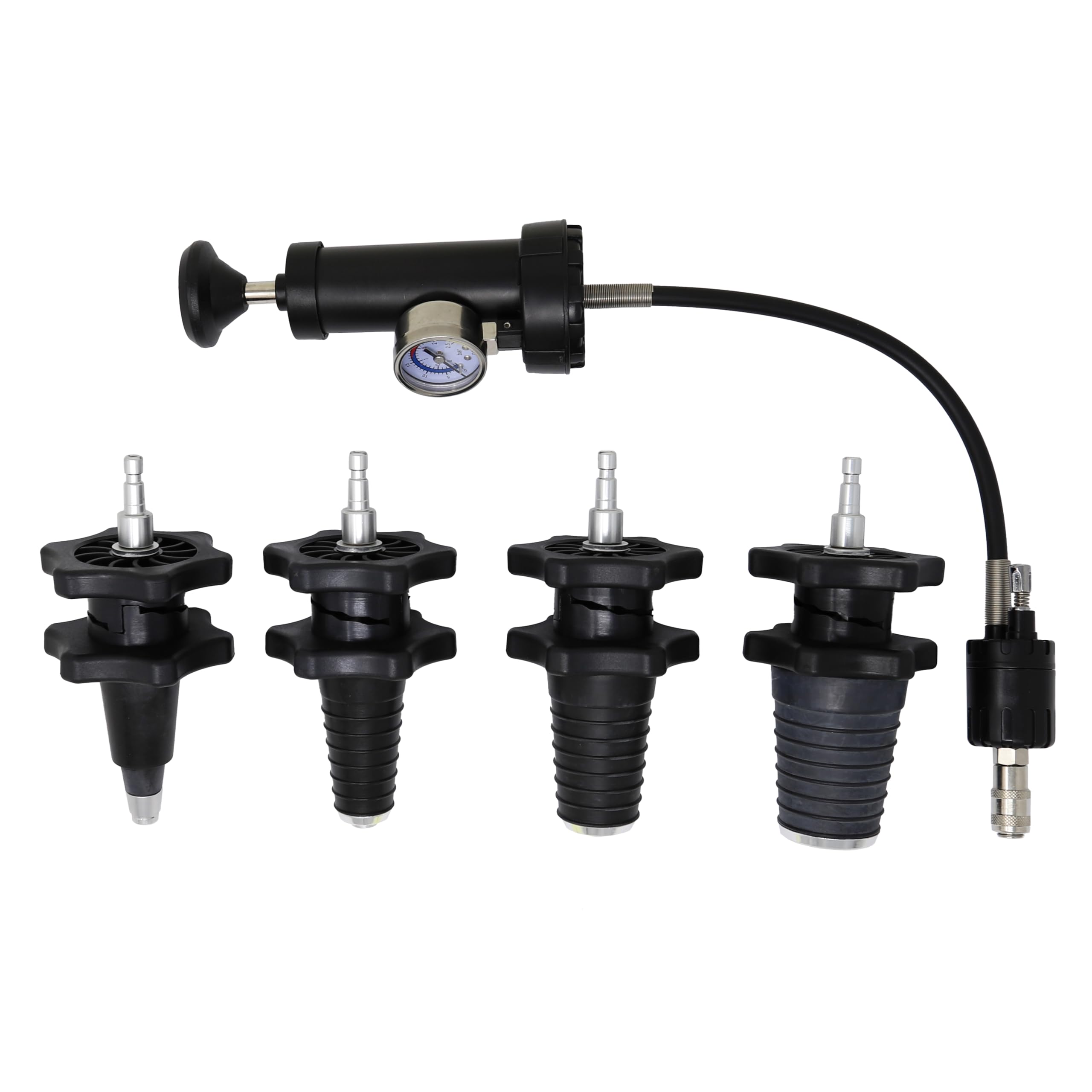 CTA Tools 9376 HD Adjustable Radiator Pressure Tester Kit with Quick Release Couplers & High Impact Polymer Hand Pump - Compatible with Japanese, American, European Trucks, Tractors & Farm Equipment - Ideal for Cooling System Diagnostics & Maintenance