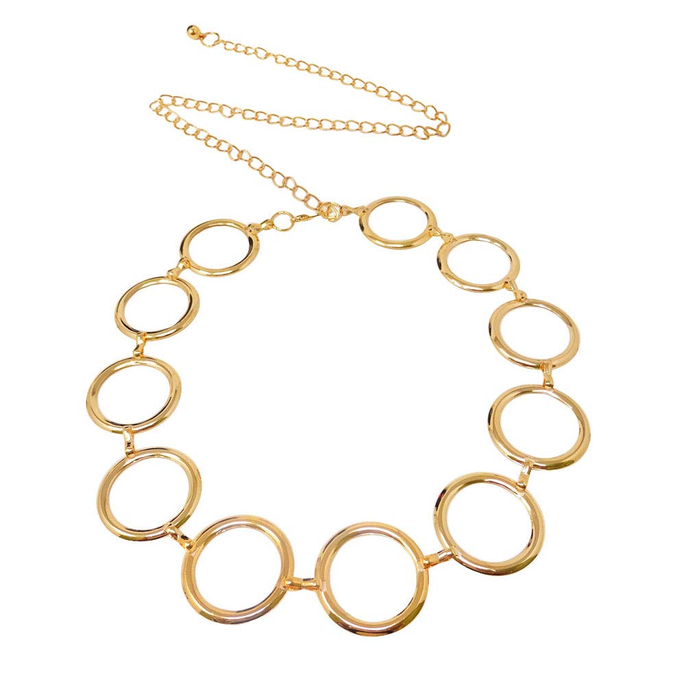 Honbay Adjustable Gold Metal Waist Chain Belt for Women - 45.3 Inch Circle Body Jewelry, Perfect for Belly Dance, Festival Outfits & Boho Fashion Accessories