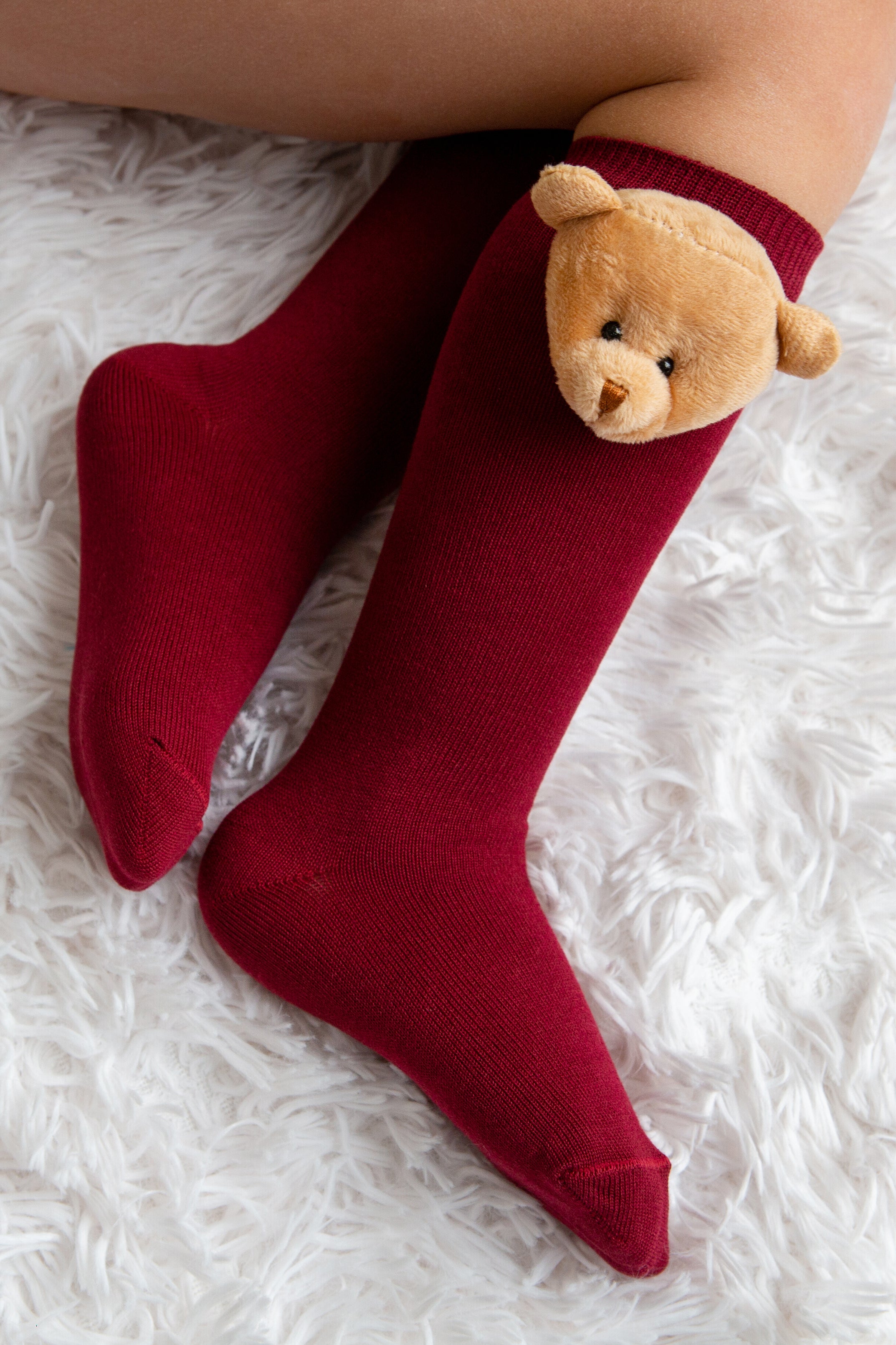 3D Teddy Bear Knee High Socks for Women - Soft Warm Winter Socks with Cute Teddy Design - Perfect for Christmas Gifts, Cosplay, and Cold Weather Outfits