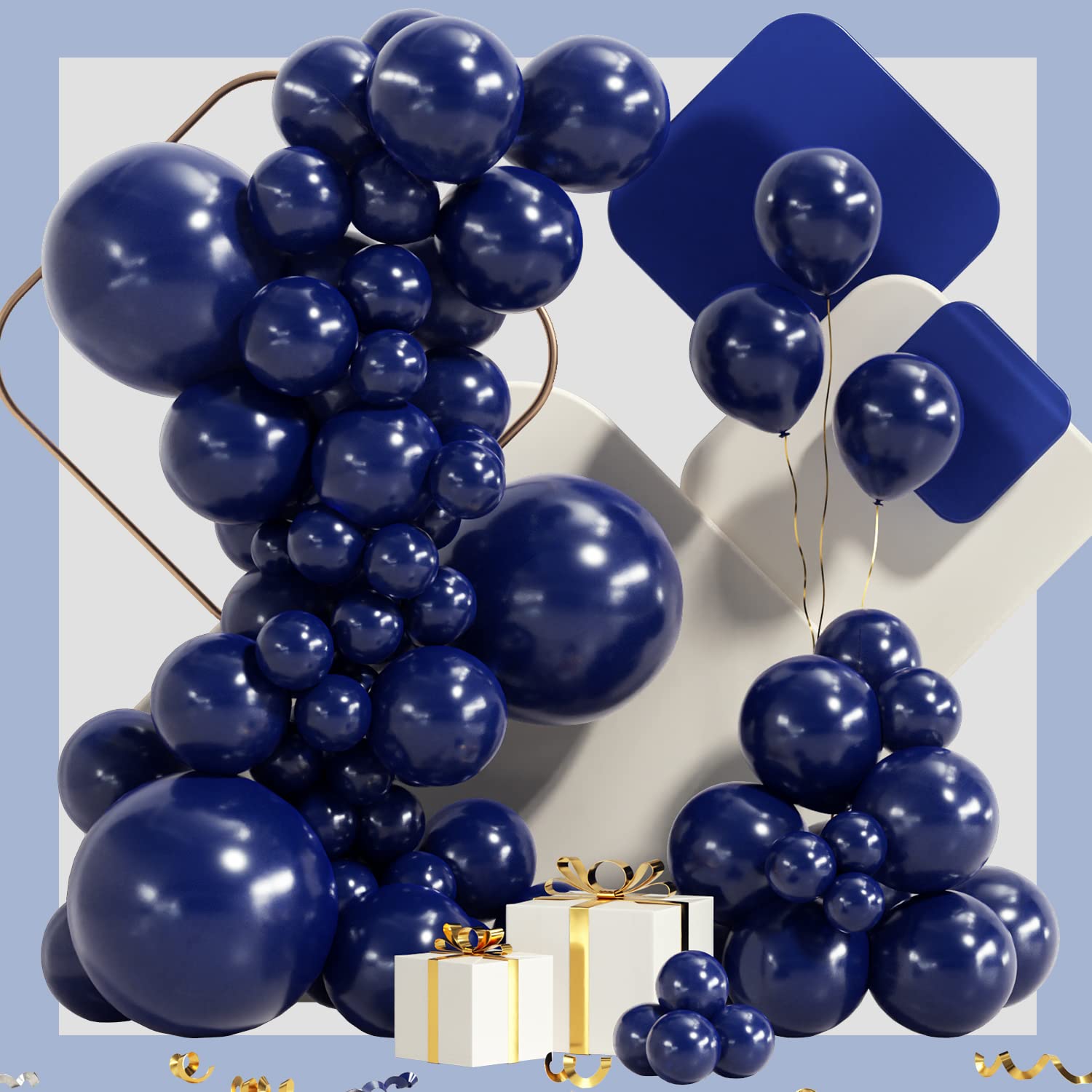 100-Pack Navy Blue Balloon Garland Arch Kit - 18/12/10/5 Inch Dark Blue Latex Balloons for Birthday, Wedding, Gender Reveal & Party Decorations - Perfect for Bridal Showers, Baby Showers, Anniversaries and Boys' Themed Celebrations