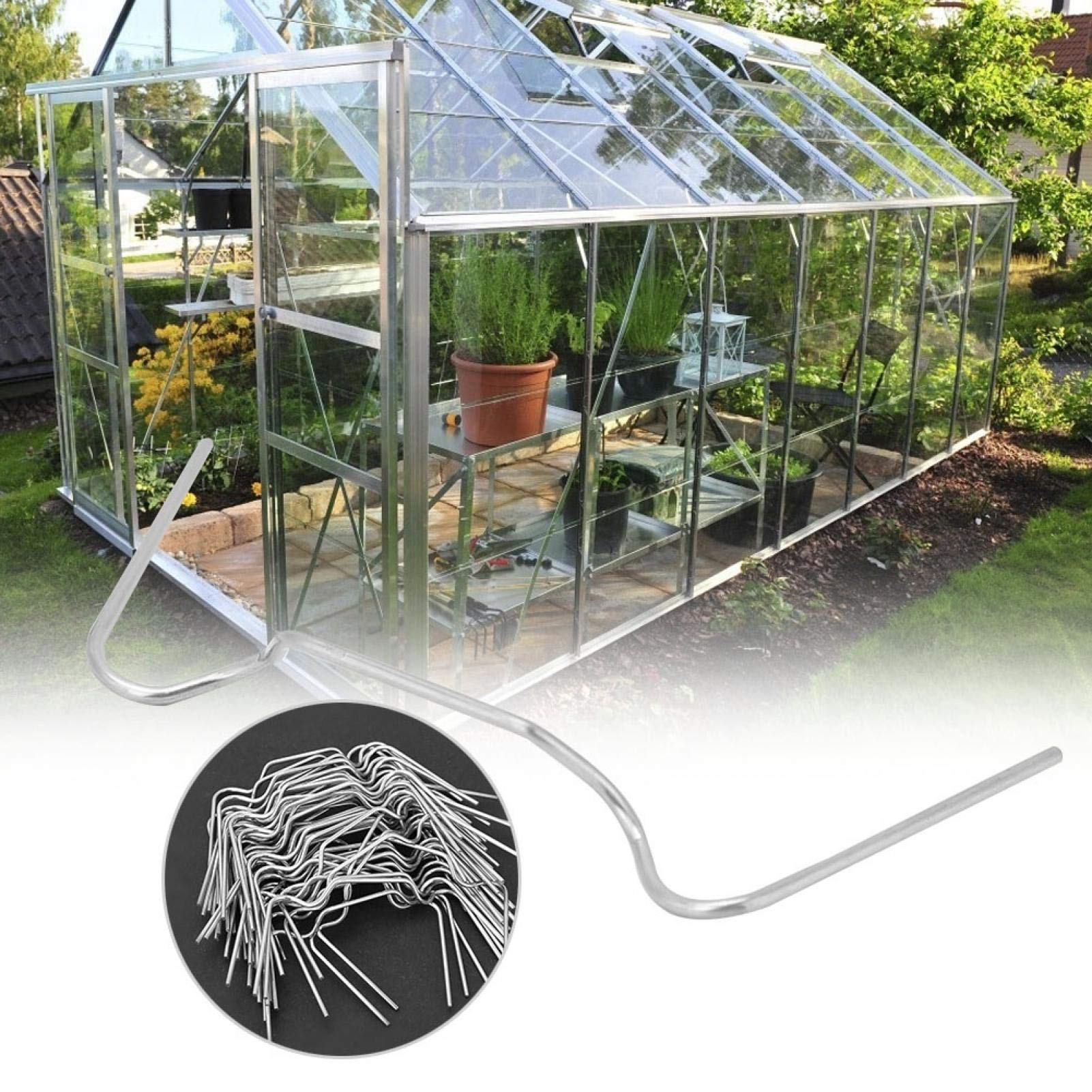 Haofy 50 PCS Stainless Steel W Wire Spring Glazing Clips - Heavy Duty Greenhouse Glass Panel Fixing Clips for Garden Greenhouse Accessories - Perfect for Securing Glass Panels in Greenhouses, Sheds & DIY Projects