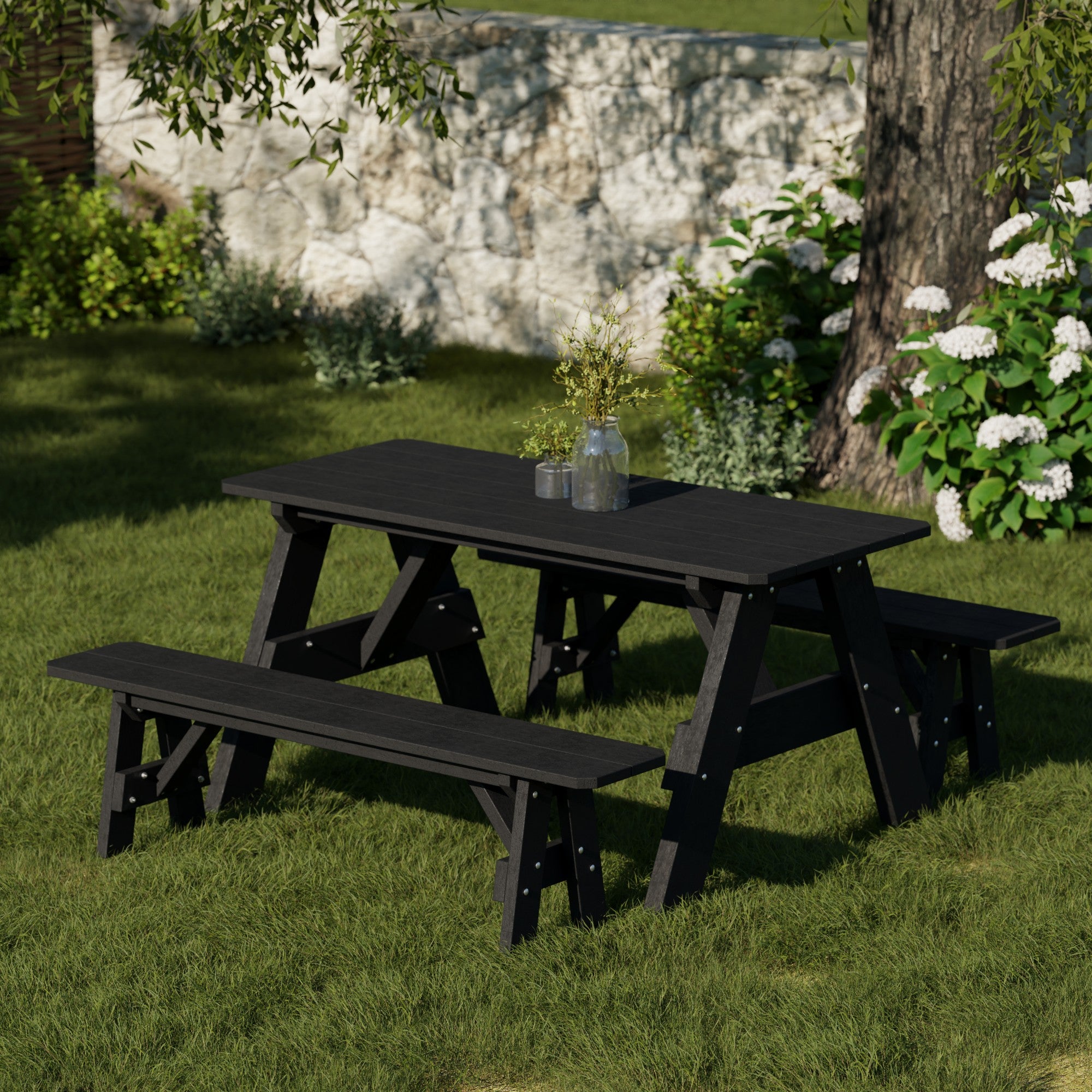 Heritage 72-Inch Outdoor Picnic Table with Detachable Benches - Perfect for Backyard BBQs, Camping & Family Gatherings