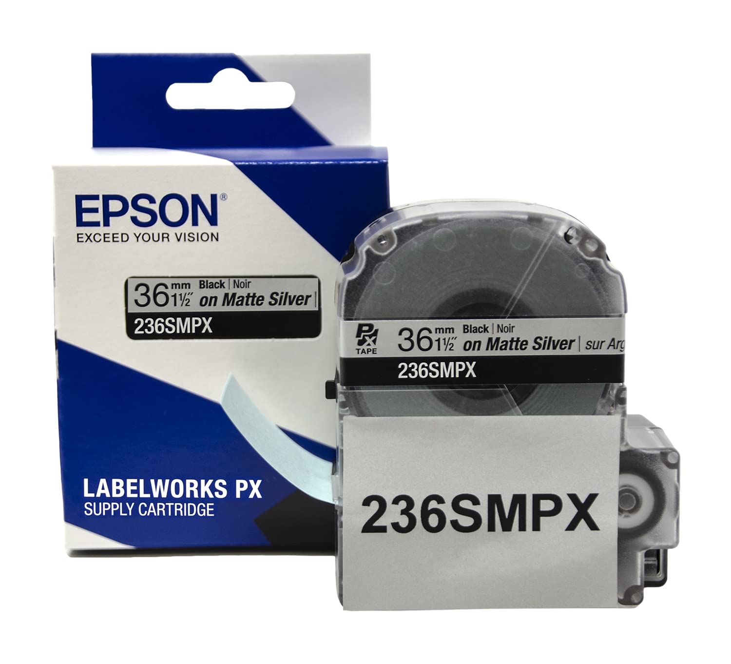 Epson LW-PX900PCD Industrial Label Maker Kit with 236SMPX, 224SMPX & 212SMPX PET Tape Cartridges - Black on Silver Matte Label Tapes for Asset Management, Warehouse & Office Organization
