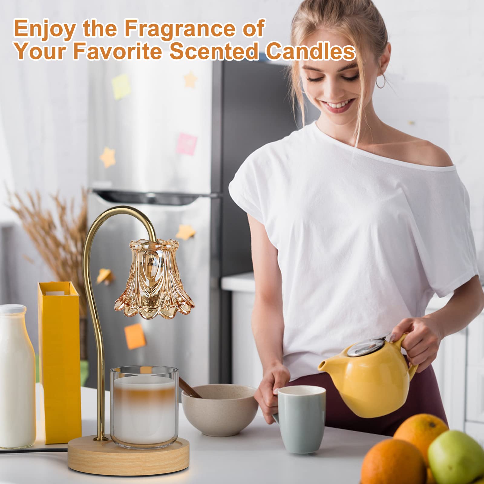 Dimmable Candle Warmer Lamp with Timer - Wax Melter for Scented Candles - Compatible with Small & Large Jars - Includes 2 LED Bulbs - Perfect for Home, Office & Spa Relaxation