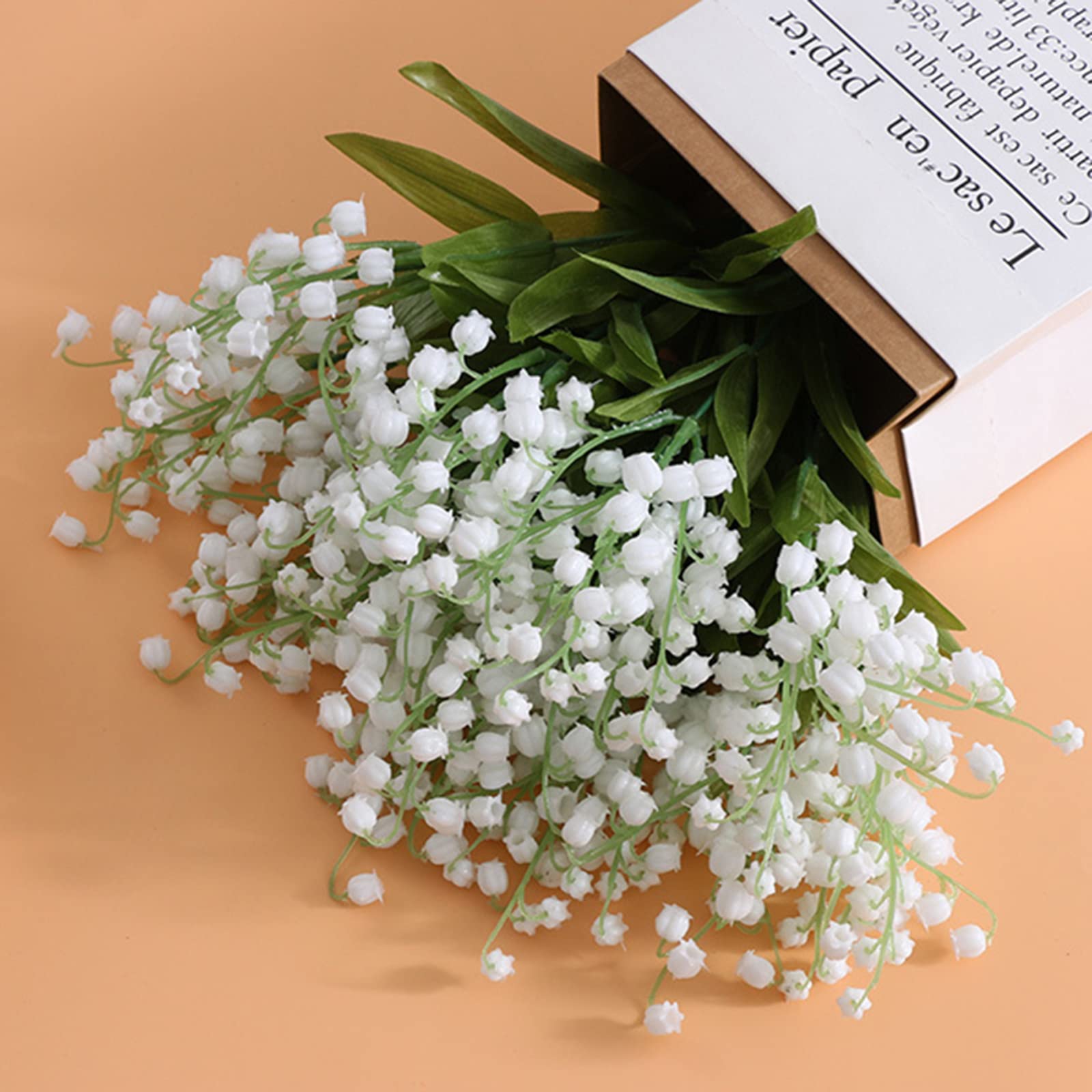 3 Bunches Artificial Lily of The Valley Faux Flowers - White Wind Chime Orchid Bouquet for Wedding, Home, Baby Shower Party - Elegant Indoor Outdoor Garden Decor for Centerpieces, Table Settings & Special Events