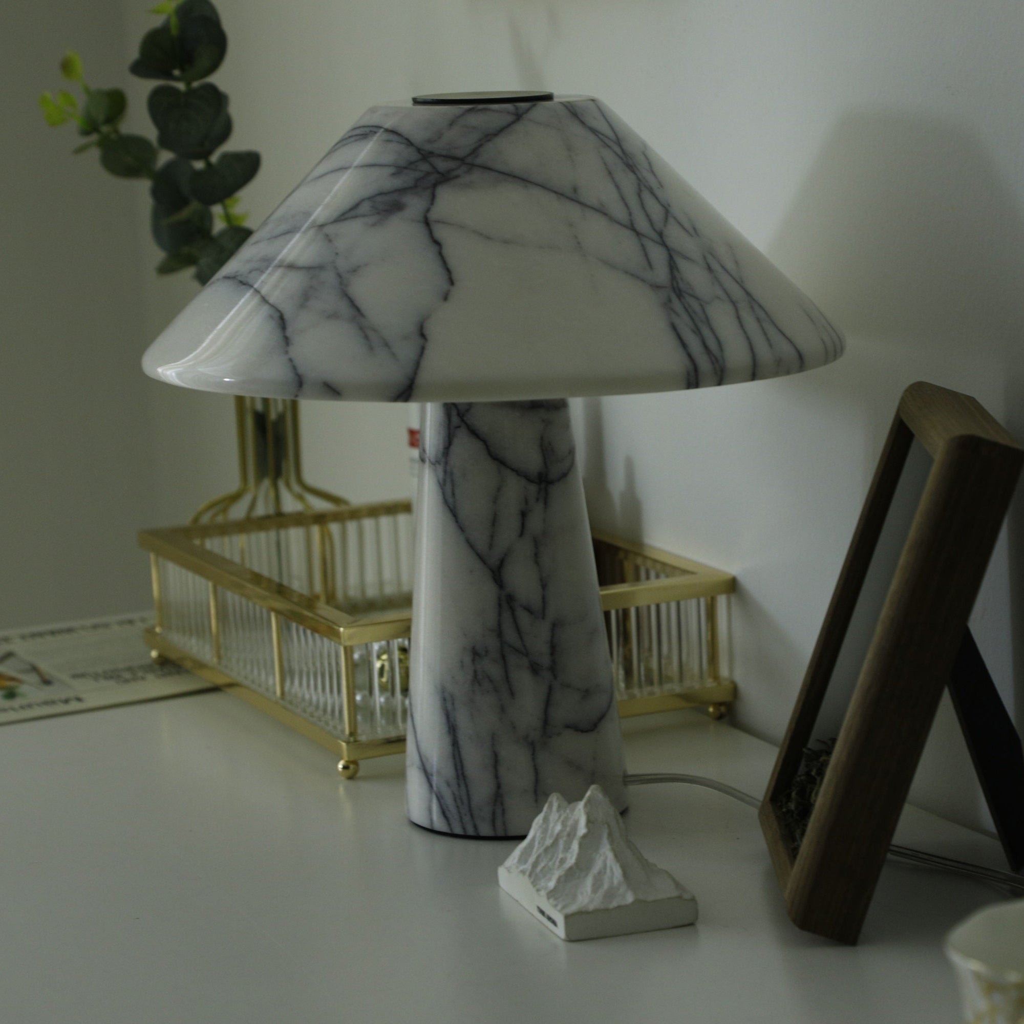 Elegant Marble Table Lamp for Living Room & Bedroom - Modern Marbella Design with Adjustable Brightness, Perfect for Home Decor & Reading Light