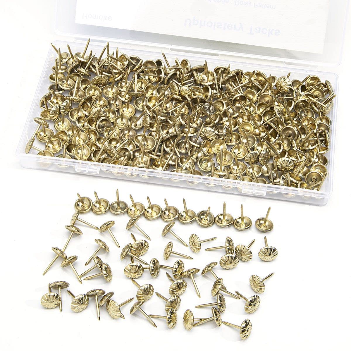 300PCS Gold Daisy Upholstery Tacks - 7/16 Inch Decorative Furniture Nails for DIY Upholstery & Home Decor | Perfect for Sofa, Chair, Headboard & Craft Projects