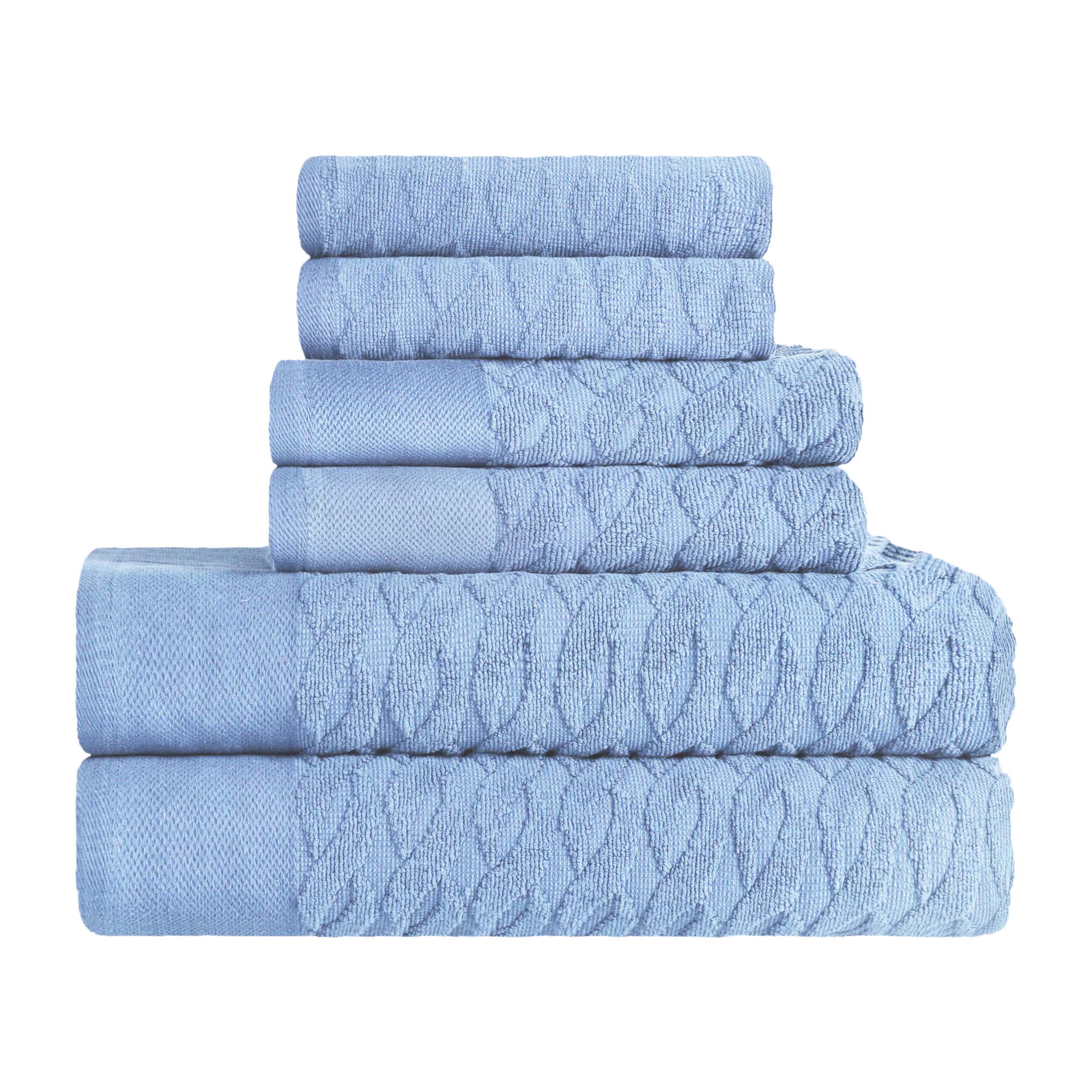 Premium 6-Piece Turkish Cotton Jacquard Herringbone Bath Towel Set - Ultra Absorbent & Soft - Perfect for Spa, Bathroom & Luxury Home Decor