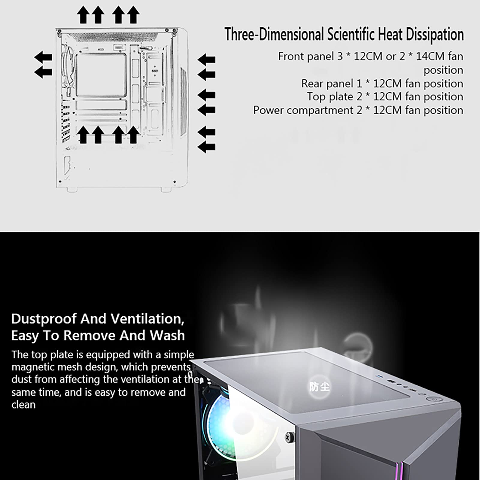 ATX Gaming Case - Micro ATX PC Case with Acrylic Glass Panel, Mid Tower Computer Chassis with Fan & Water Cooling Support - Perfect for Gaming Rigs & Workstation Builds