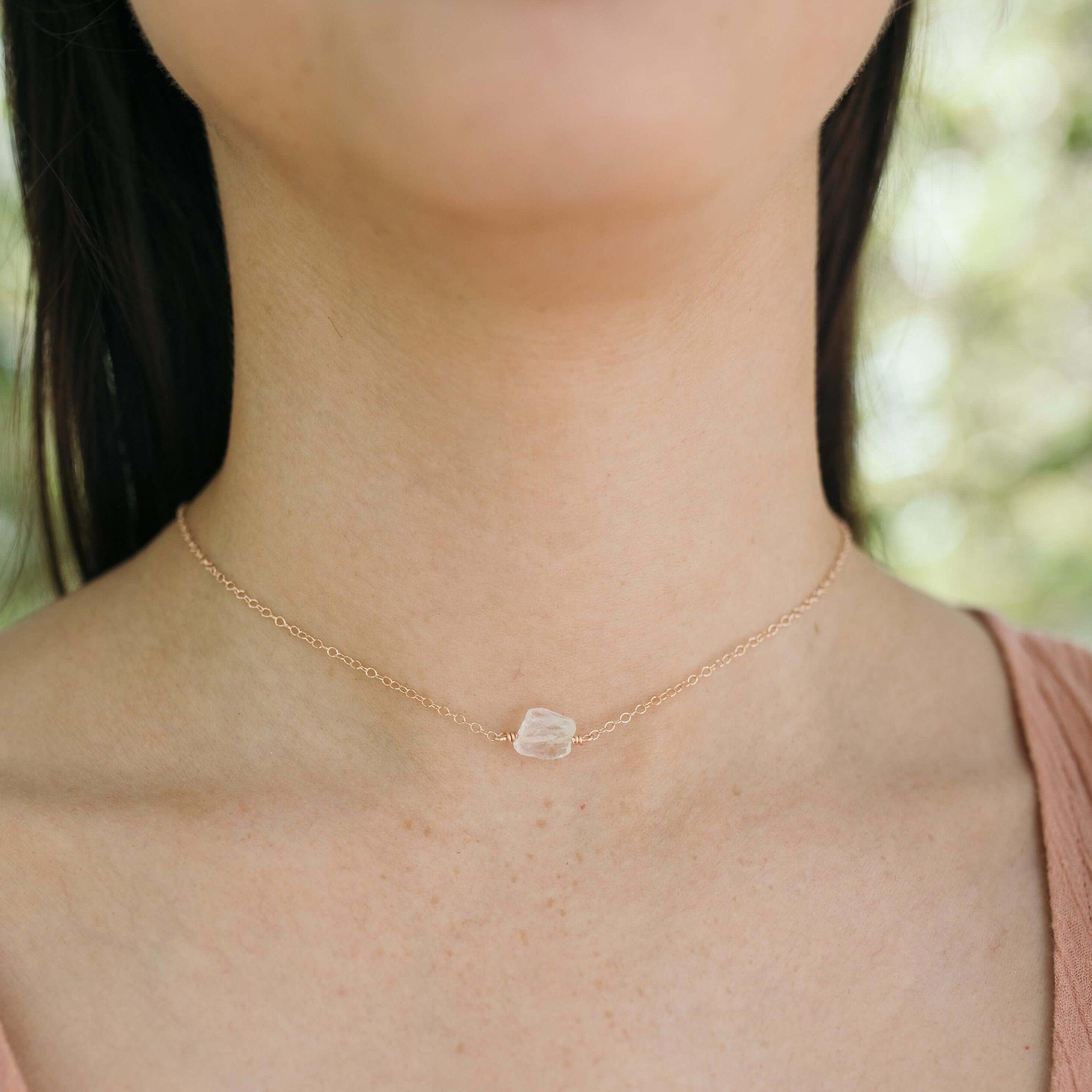 Natural Raw Quartz Crystal Nugget Choker Necklace - Healing Stone Jewelry for Women, Boho Chic Accessory | Perfect for Meditation, Yoga & Spiritual Healing