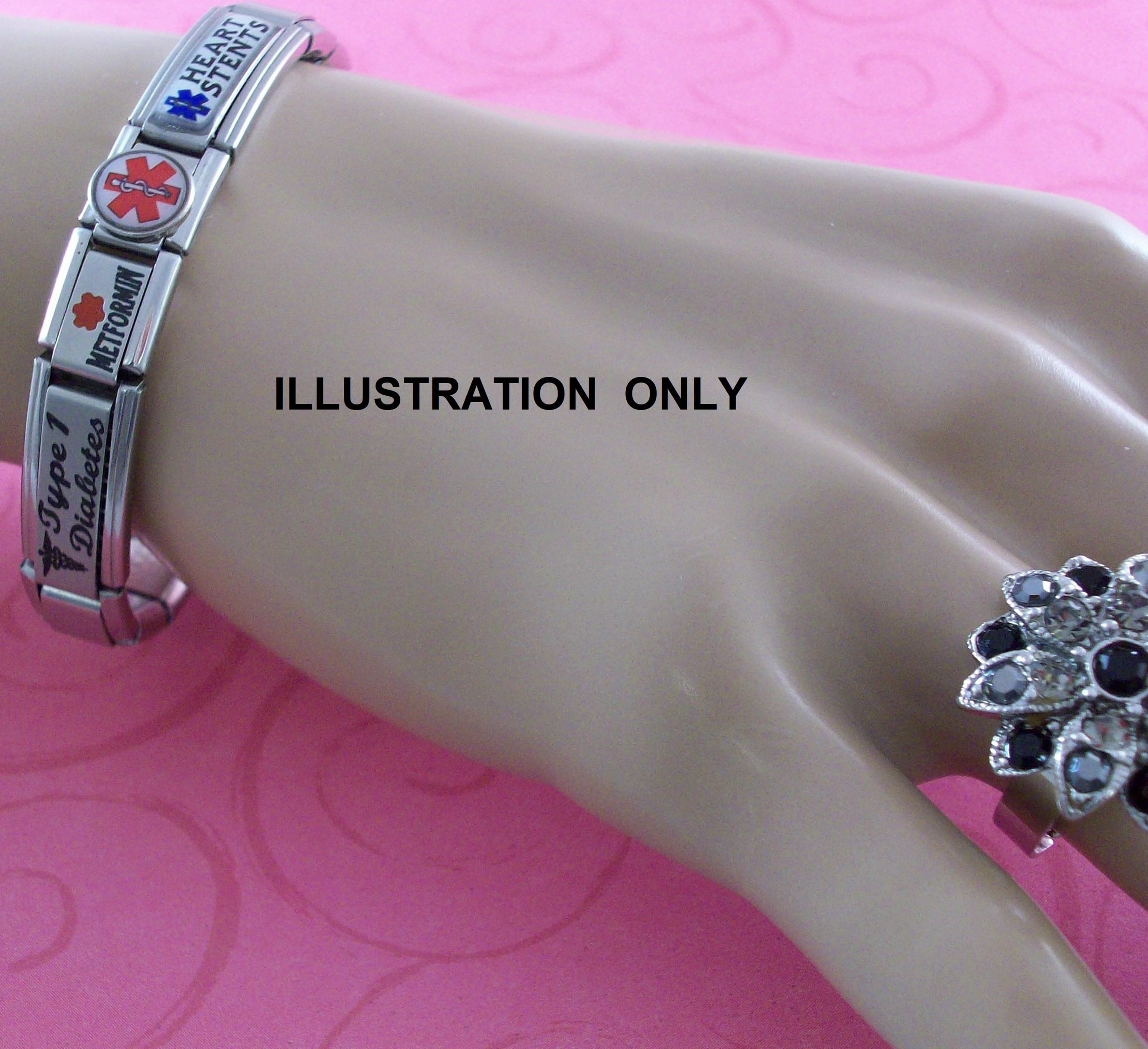 COPD Medical Alert Bracelet - Italian Charm Style Stretchy Stainless Steel ID Bracelet for Emergency Health Information | Perfect for Seniors & Patients with Respiratory Conditions