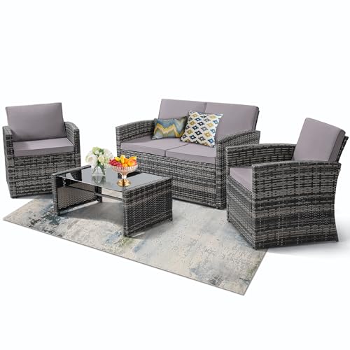 Grey Rattan and Light Grey Cushion