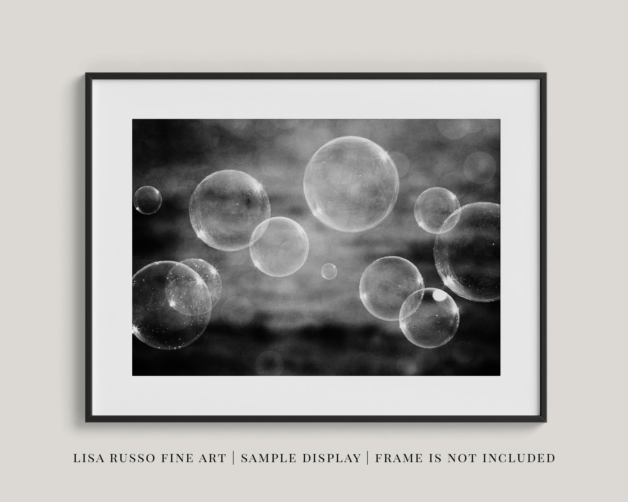 Black and White Bathroom Wall Art - 11x14” Unframed Print with 16x20” White Mat | Abstract Bubbles Picture for Kids Bathroom Decor, Nursery Artwork | Perfect for Modern Bathrooms, Baby Rooms & Spa-Inspired Decor