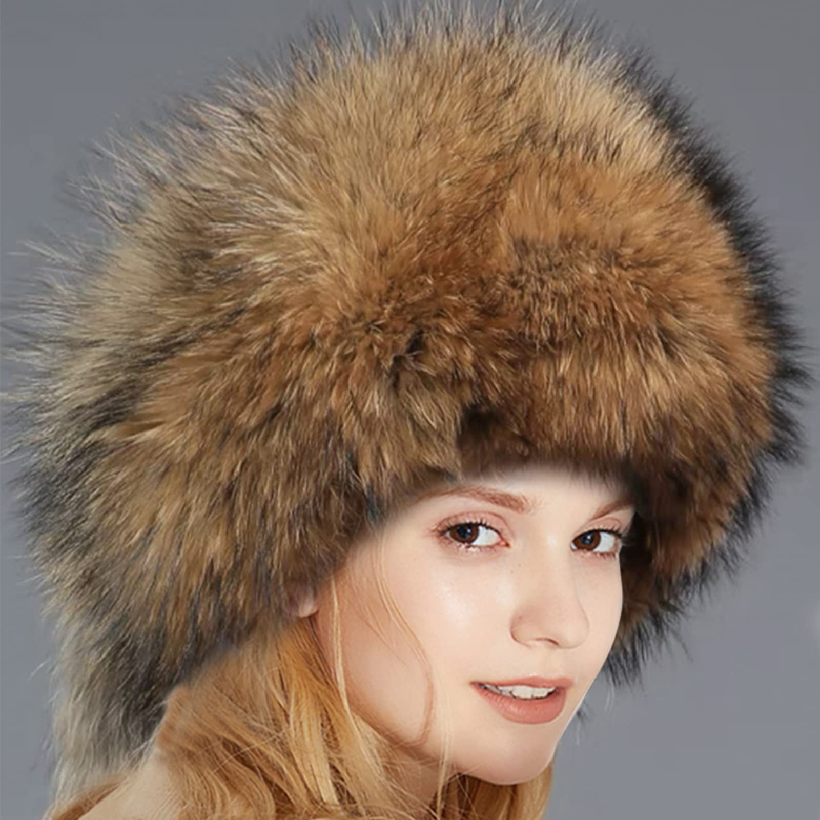 Valpeak Women's Russian Fox Fur Winter Hat - Real Fur, Fluffy & Fuzzy with Furry Tail - Warm Cold Weather Beanie for Outdoor Activities, Skiing, Snowboarding & Fashion