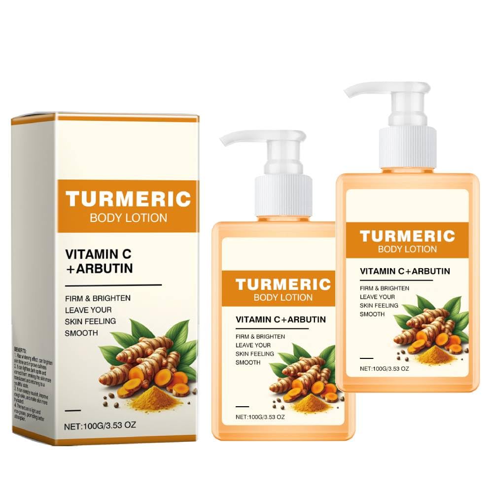 Turmeric Body Lotion & Face Cream - Natural Firming Moisturizer for Smooth, Radiant Skin | Deep Hydration for All Skin Types | 2-Pack for Daily Skincare Routine & Spa Treatments