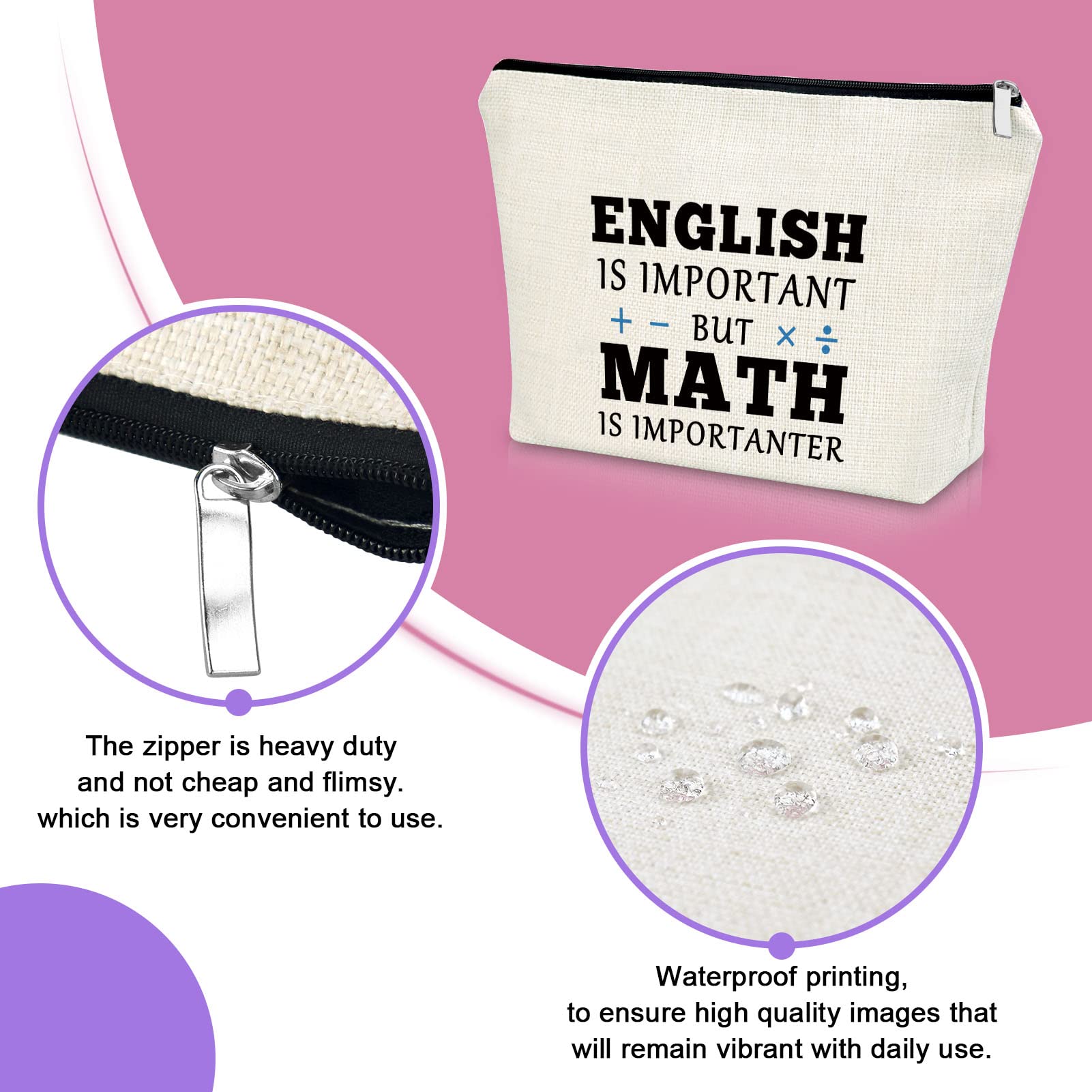 Math Teacher Gifts - Cute Math-Themed Makeup Bag for Teachers | Perfect for Teacher Appreciation, Retirement, Birthday & Teachers Day | Great Thank You Gift from Students | Ideal for Classroom, Office & Travel Use