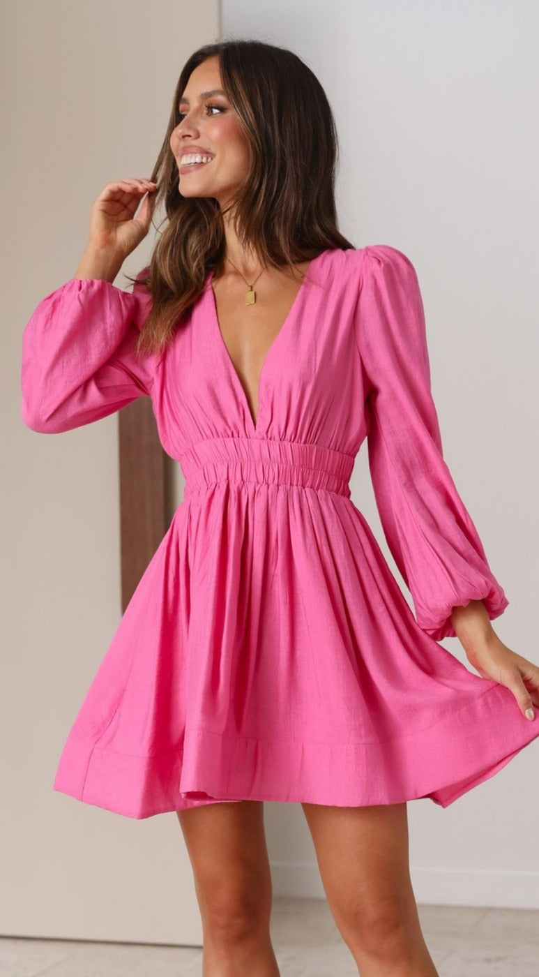 Charlotte Mini Dress in Pink - Flirty & Feminine Summer Party Outfit for Women