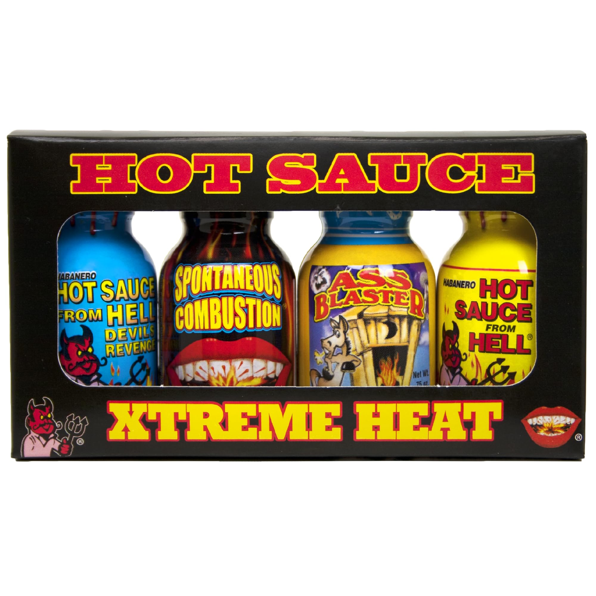 Xtreme Heat Hot Sauce Bottles Gourmet Gift Set - 4 Pack Travel Size Spicy Condiments | Perfect Christmas Gifts for Hot Sauce Lovers | Ideal for Cooking, Grilling & Travel