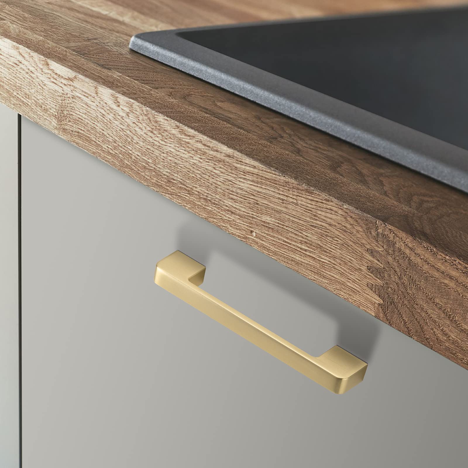 50-Pack Gold 5-Inch Square Cabinet Pulls - Premium Zinc Alloy Kitchen Handles for Drawers & Cupboards | Durable Dresser Hardware for Modern Home & Office Storage Solutions