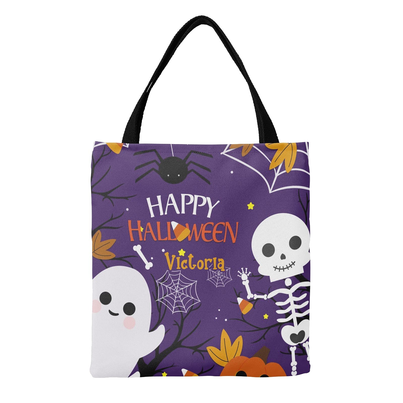 Personalized Halloween Canvas Tote Bags - Eco-Friendly Reusable Shopping Bags for Travel, School & Gifts | Perfect for Trick-or-Treating, Grocery Shopping & Daily Use