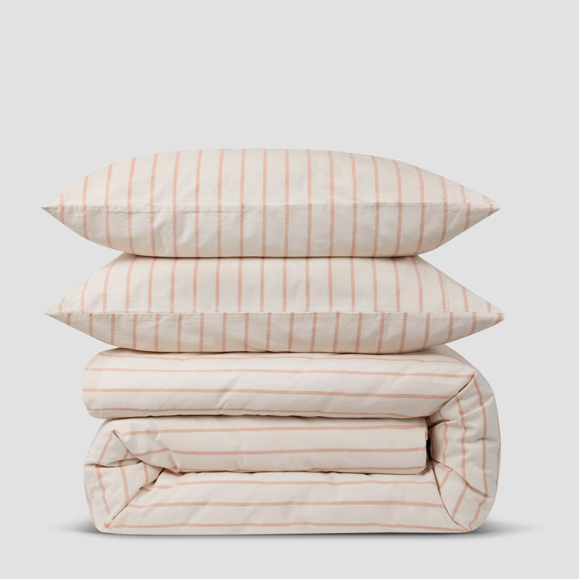 Soft Blush Pink Striped Cotton Pillowcase Set of 2 - Breathable Bedding for Comfortable Sleep - Perfect for Master Bedroom, Guest Room & Cozy Home Decor