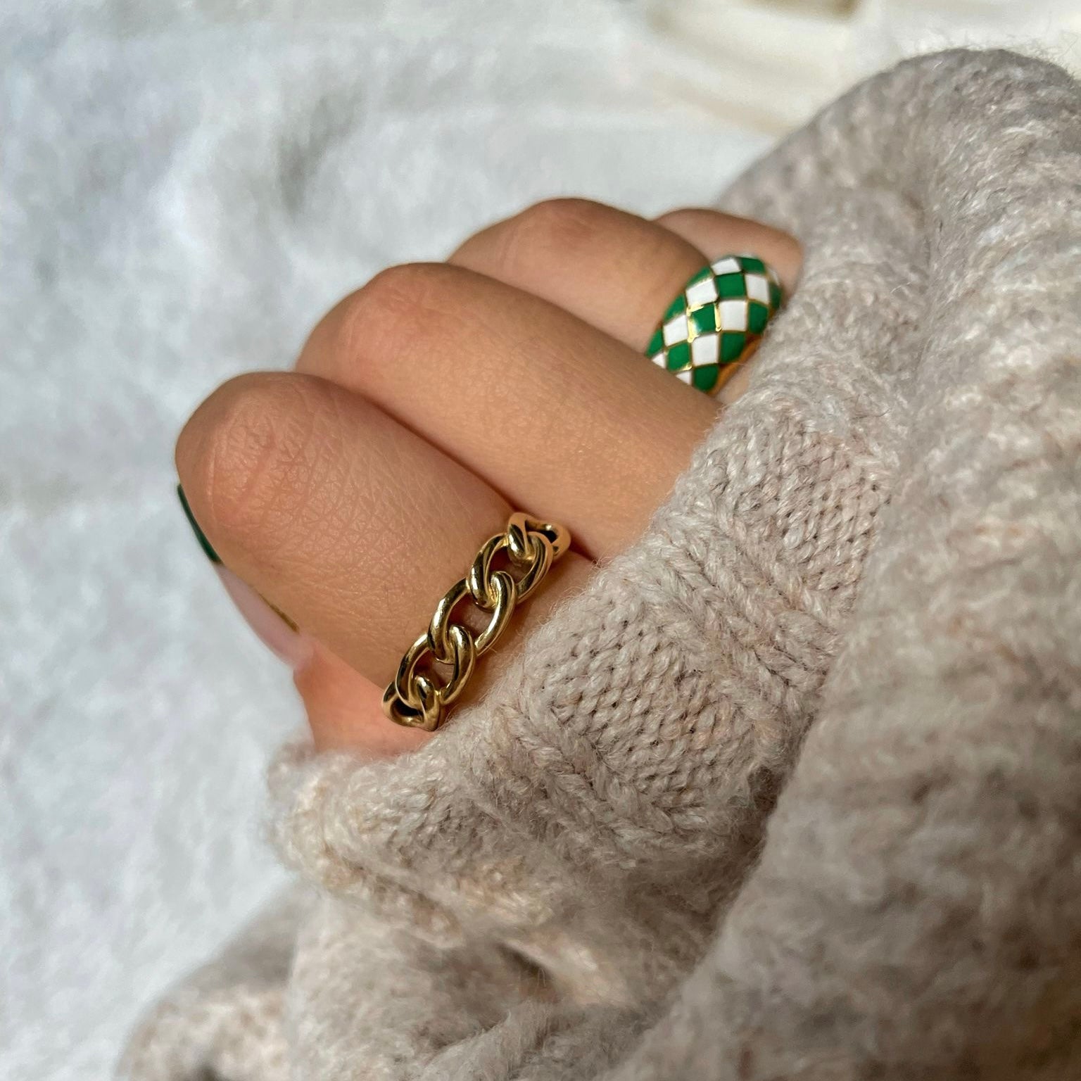 Checker Rings - Blue Set of 2 | Stylish Statement Jewelry for Women | Perfect for Parties, Weddings & Everyday Fashion