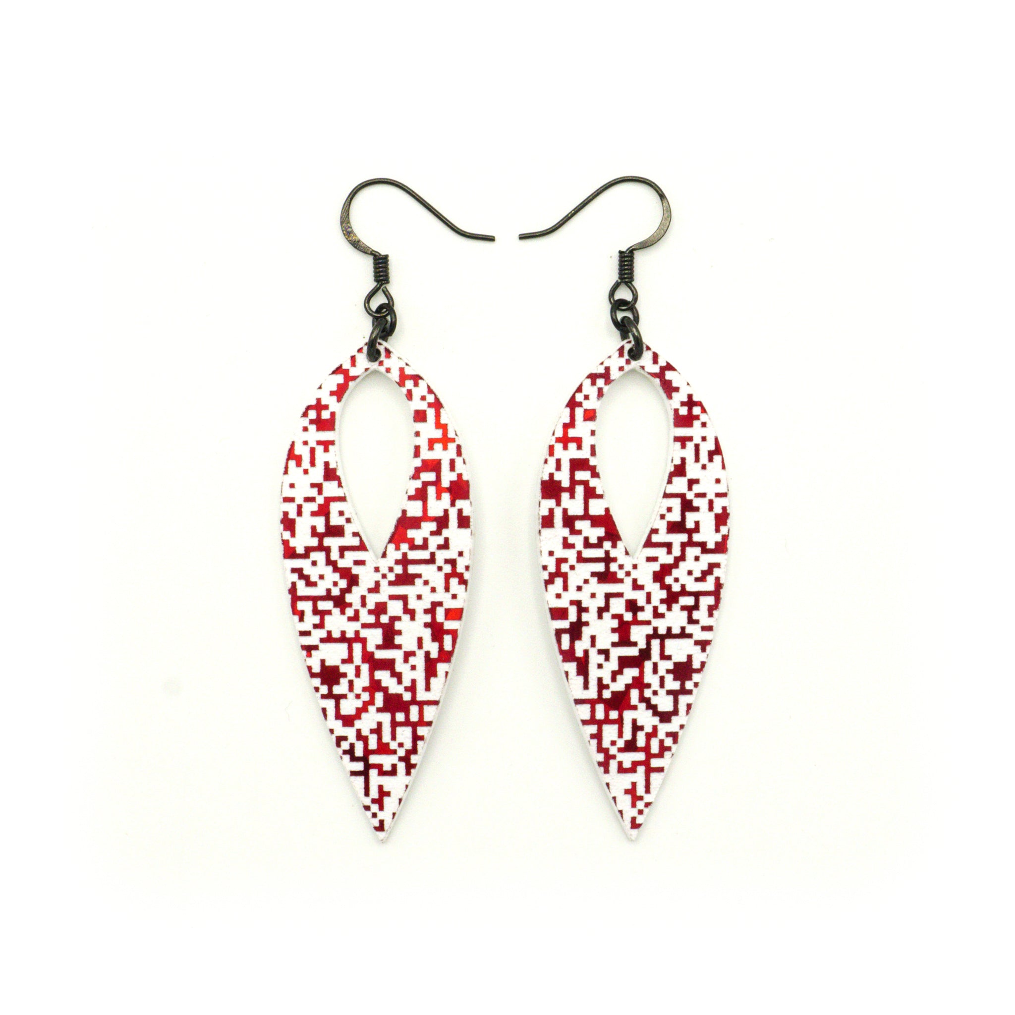 Nativas Acrylic Earrings Set of 15 - Red Holographic & White Dangle Earrings for Women | Trendy Party, Wedding, and Everyday Fashion Accessories