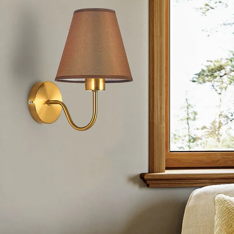 Modern Fabric Lampshade Gold Wall Light - Elegant Home Decor for Living Room, Bedroom & Dining Area