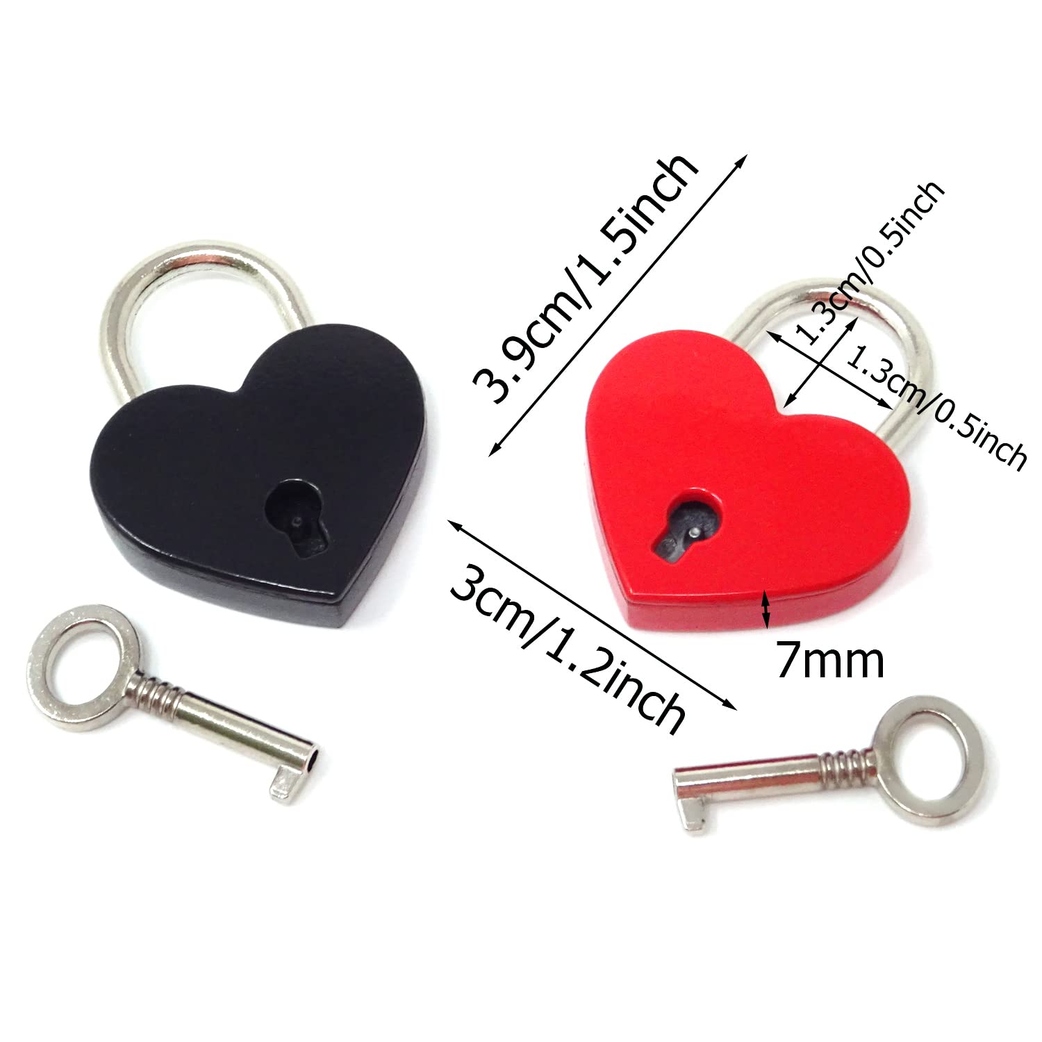 Honbay 2PCS Mini Heart-Shaped Padlock with Keys - Secure Jewelry Boxes, Purses, Handbags, Backpacks, Cabinets & More | Perfect for Travel, School Lockers, and Personal Diary Protection